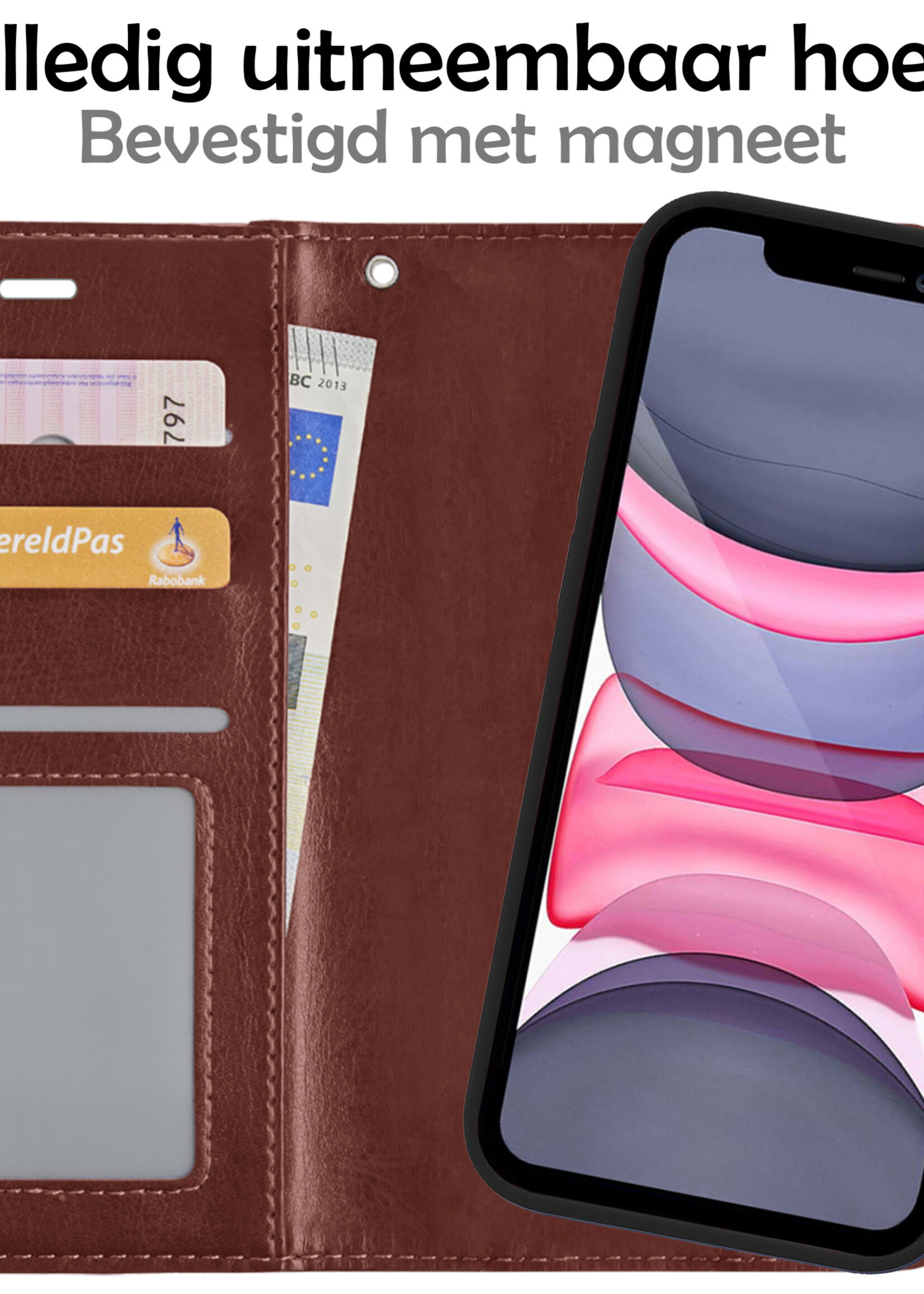 LUQ Hoesje Geschikt voor iPhone Xs Max Hoesje Case Uitneembare Bookcase 2-in-1 Hoes - Hoes Geschikt voor iPhone Xs Max Hoes Wallet Case Met Pasjeshouder Hoesje - Bruin