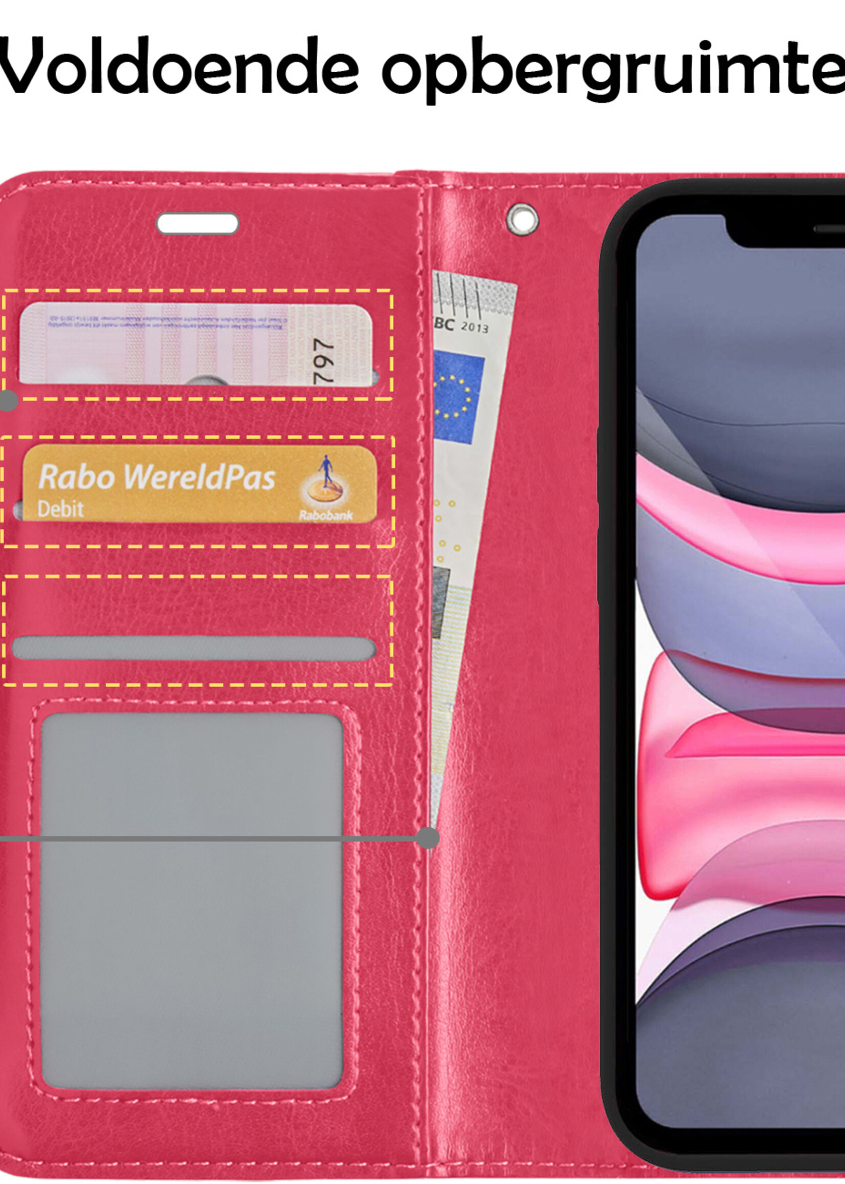 LUQ Hoesje Geschikt voor iPhone Xs Max Hoesje Case Uitneembare Bookcase 2-in-1 Hoes - Hoes Geschikt voor iPhone Xs Max Hoes Wallet Case Met Pasjeshouder Hoesje - Donkerroze