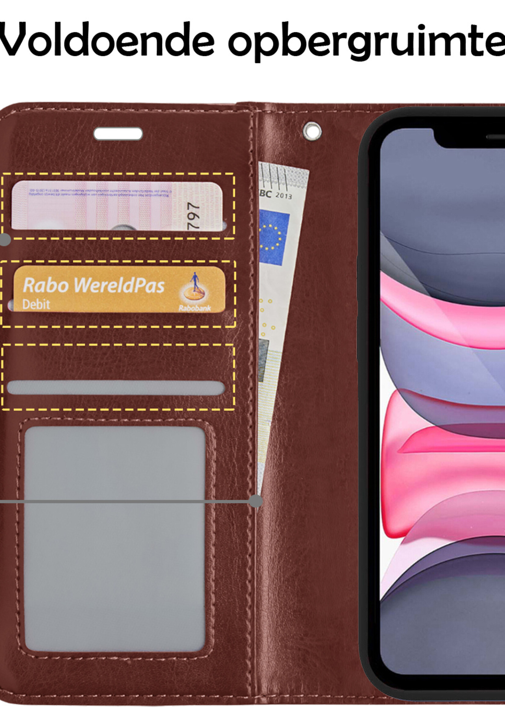 LUQ Hoesje Geschikt voor iPhone 12 Mini Hoesje Case Uitneembare Bookcase 2-in-1 Hoes - Hoes Geschikt voor iPhone 12 Mini Hoes Wallet Case Met Pasjeshouder Hoesje - Bruin