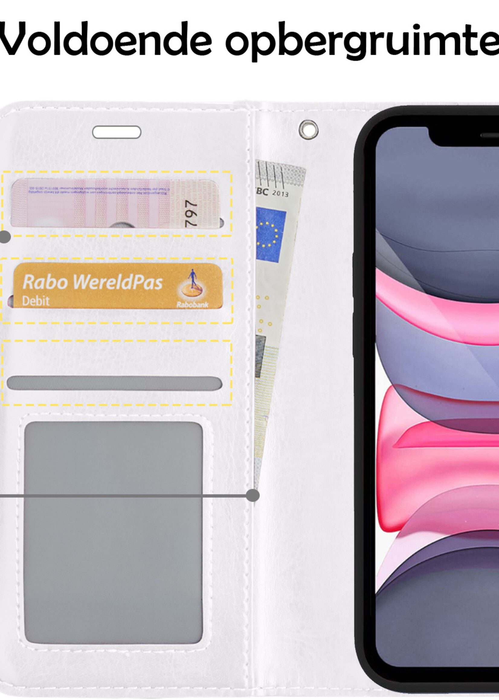 LUQ Hoesje Geschikt voor iPhone 12 Mini Hoesje Case Uitneembare Bookcase 2-in-1 Hoes - Hoes Geschikt voor iPhone 12 Mini Hoes Wallet Case Met Pasjeshouder Hoesje - Wit