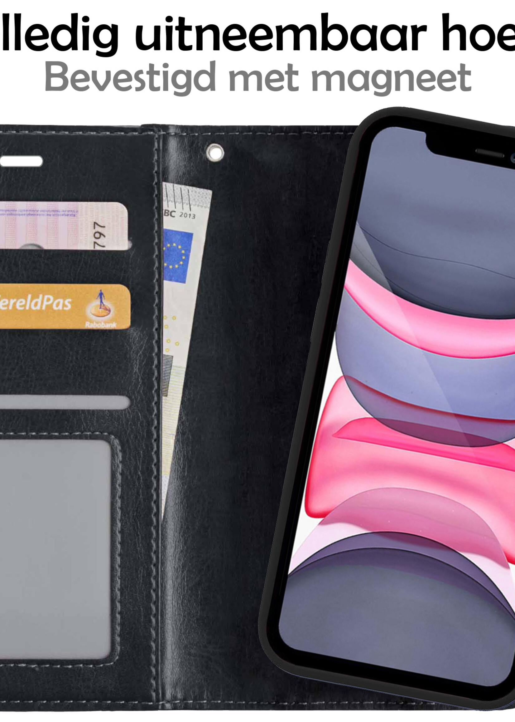 LUQ Hoesje Geschikt voor iPhone 12 Mini Hoesje Case Uitneembare Bookcase 2-in-1 Hoes - Hoes Geschikt voor iPhone 12 Mini Hoes Wallet Case Met Pasjeshouder Hoesje - Zwart