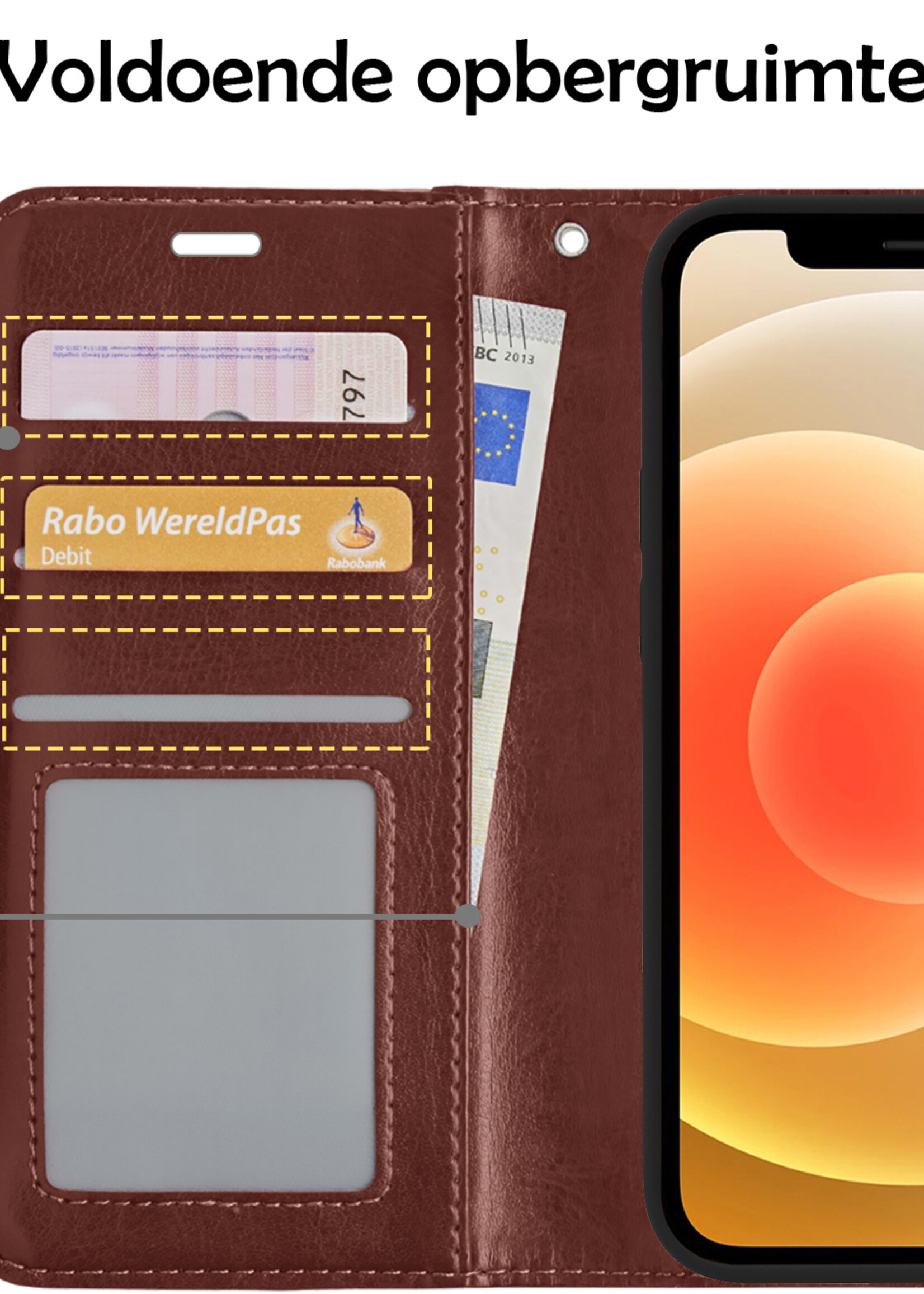 LUQ Hoesje Geschikt voor iPhone 12 Pro Max Hoesje Case Uitneembare Bookcase 2-in-1 Hoes - Hoes Geschikt voor iPhone 12 Pro Max Hoes Wallet Case Met Pasjeshouder Hoesje - Bruin