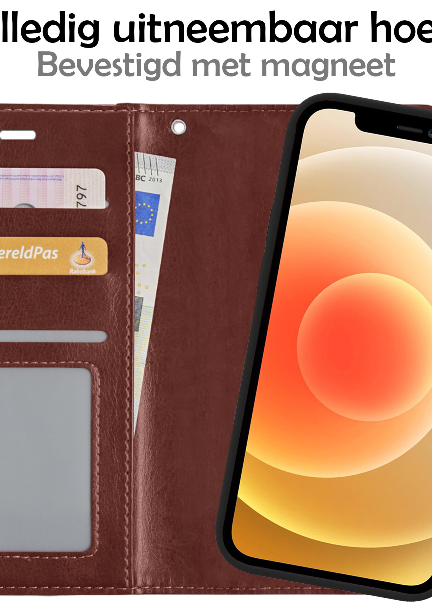 LUQ Hoesje Geschikt voor iPhone 12 Pro Max Hoesje Case Uitneembare Bookcase 2-in-1 Hoes - Hoes Geschikt voor iPhone 12 Pro Max Hoes Wallet Case Met Pasjeshouder Hoesje - Bruin