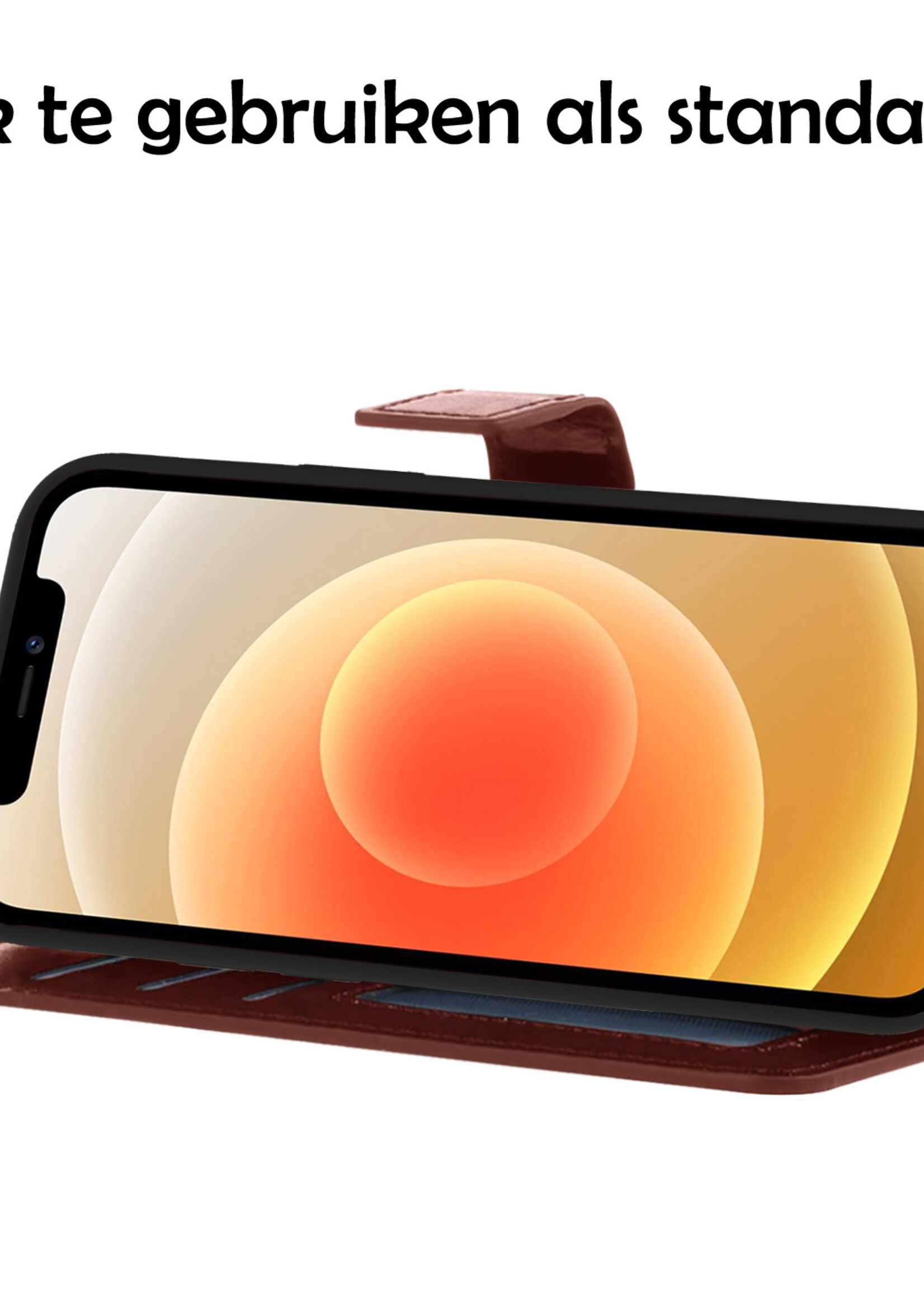 LUQ Hoesje Geschikt voor iPhone 12 Pro Max Hoesje Case Uitneembare Bookcase 2-in-1 Hoes - Hoes Geschikt voor iPhone 12 Pro Max Hoes Wallet Case Met Pasjeshouder Hoesje - Bruin