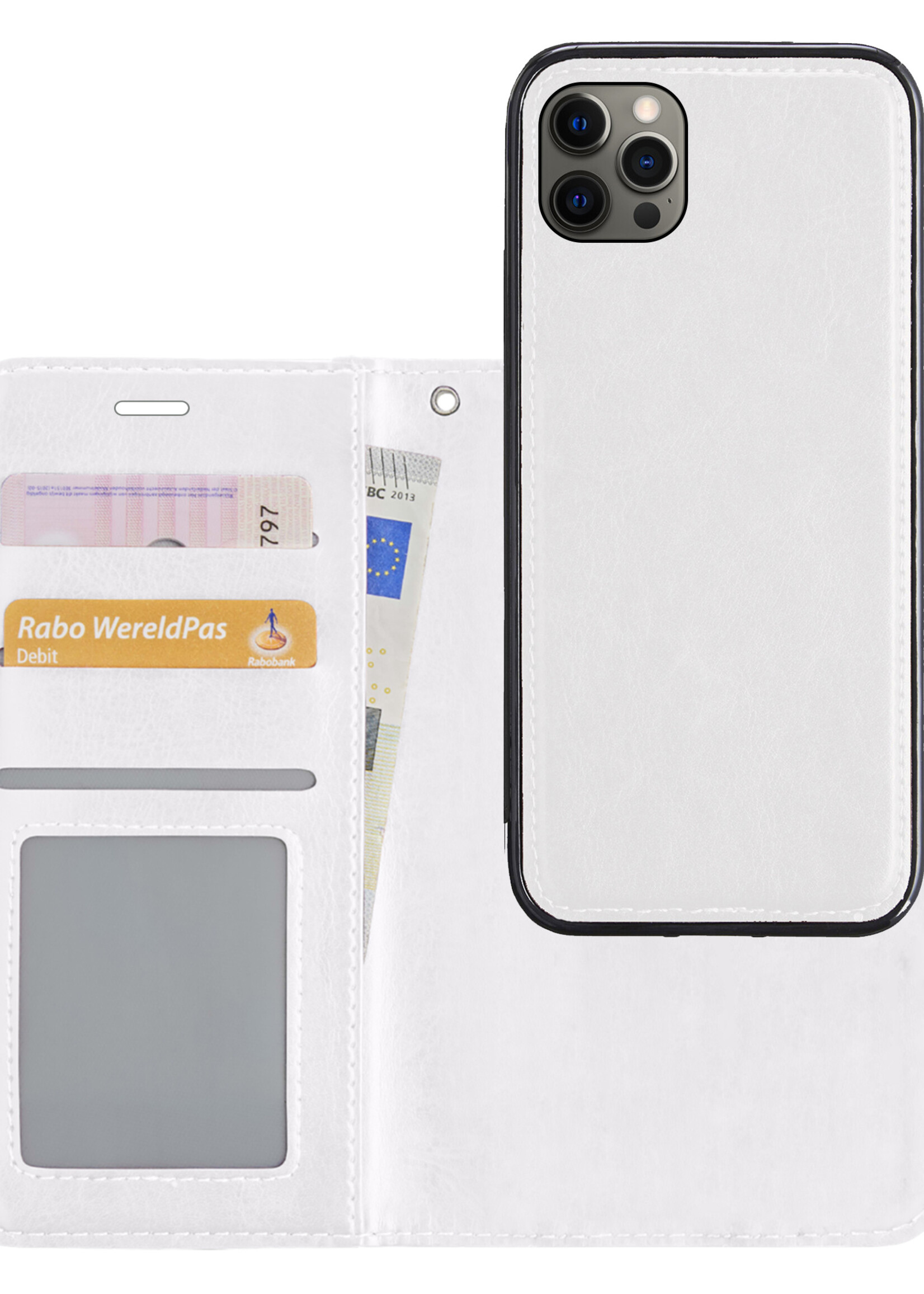 LUQ Hoesje Geschikt voor iPhone 12 Pro Max Hoesje Case Uitneembare Bookcase 2-in-1 Hoes - Hoes Geschikt voor iPhone 12 Pro Max Hoes Wallet Case Met Pasjeshouder Hoesje - Wit