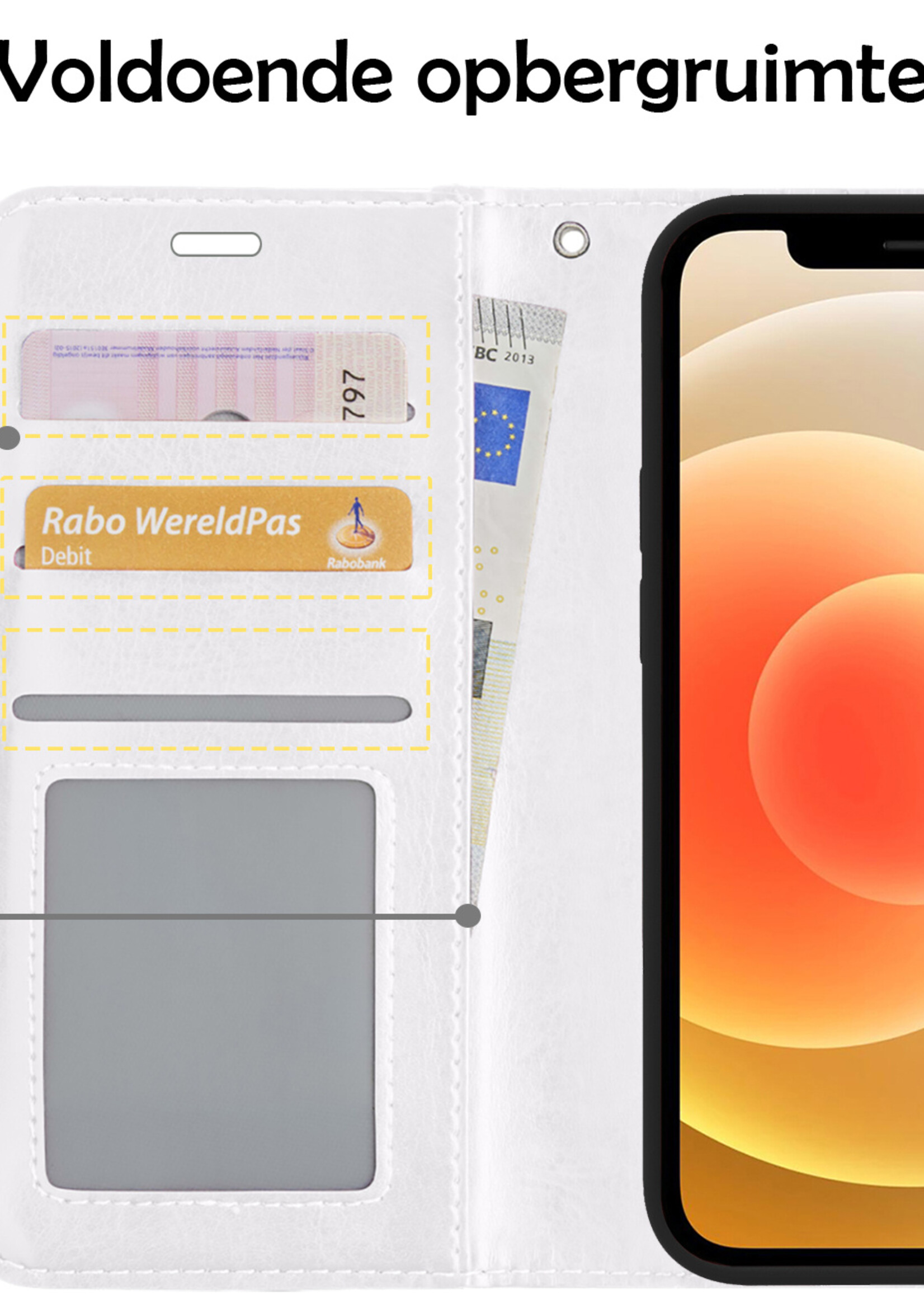 LUQ Hoesje Geschikt voor iPhone 12 Pro Max Hoesje Case Uitneembare Bookcase 2-in-1 Hoes - Hoes Geschikt voor iPhone 12 Pro Max Hoes Wallet Case Met Pasjeshouder Hoesje - Wit