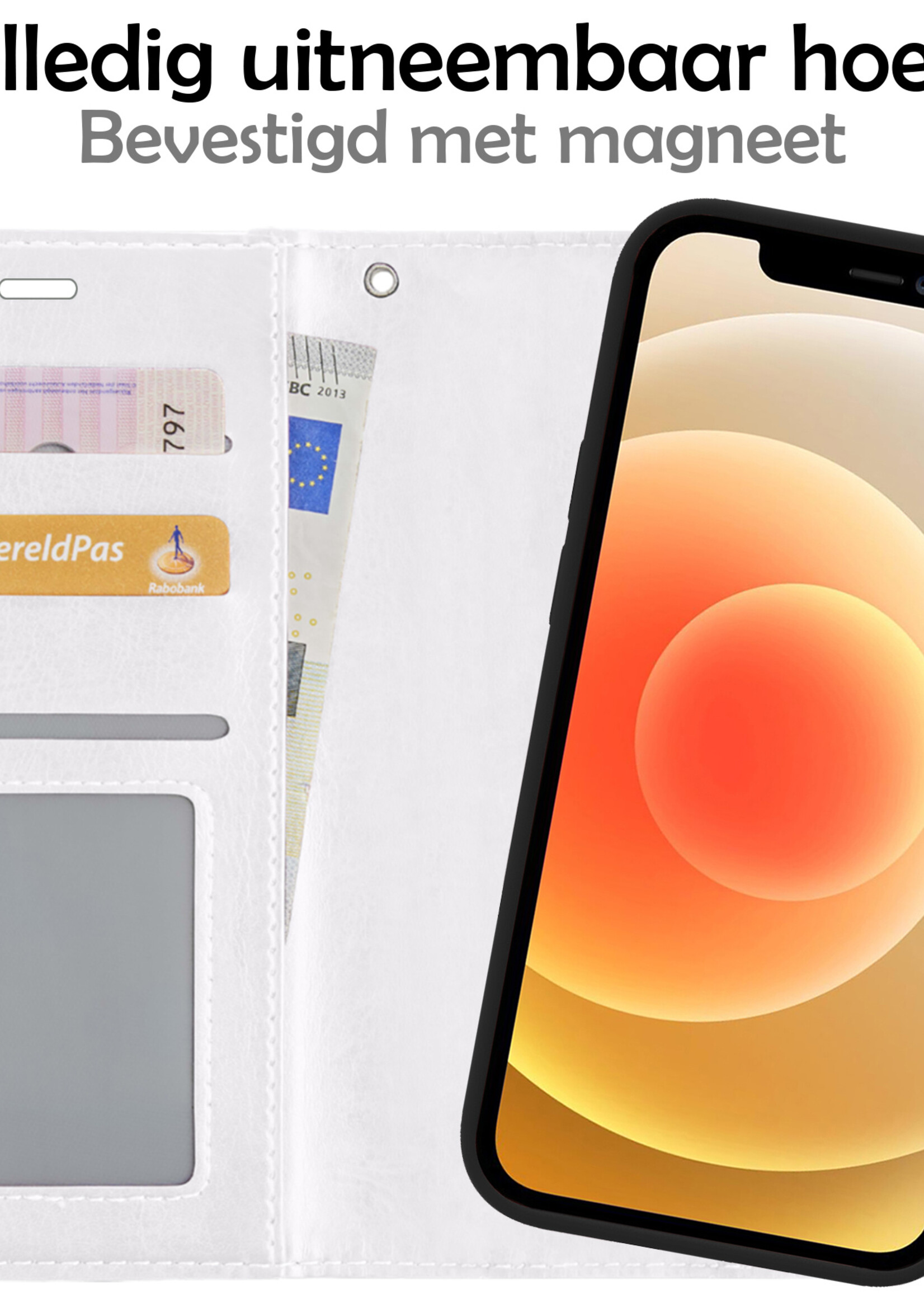 LUQ Hoesje Geschikt voor iPhone 12 Pro Max Hoesje Case Uitneembare Bookcase 2-in-1 Hoes - Hoes Geschikt voor iPhone 12 Pro Max Hoes Wallet Case Met Pasjeshouder Hoesje - Wit
