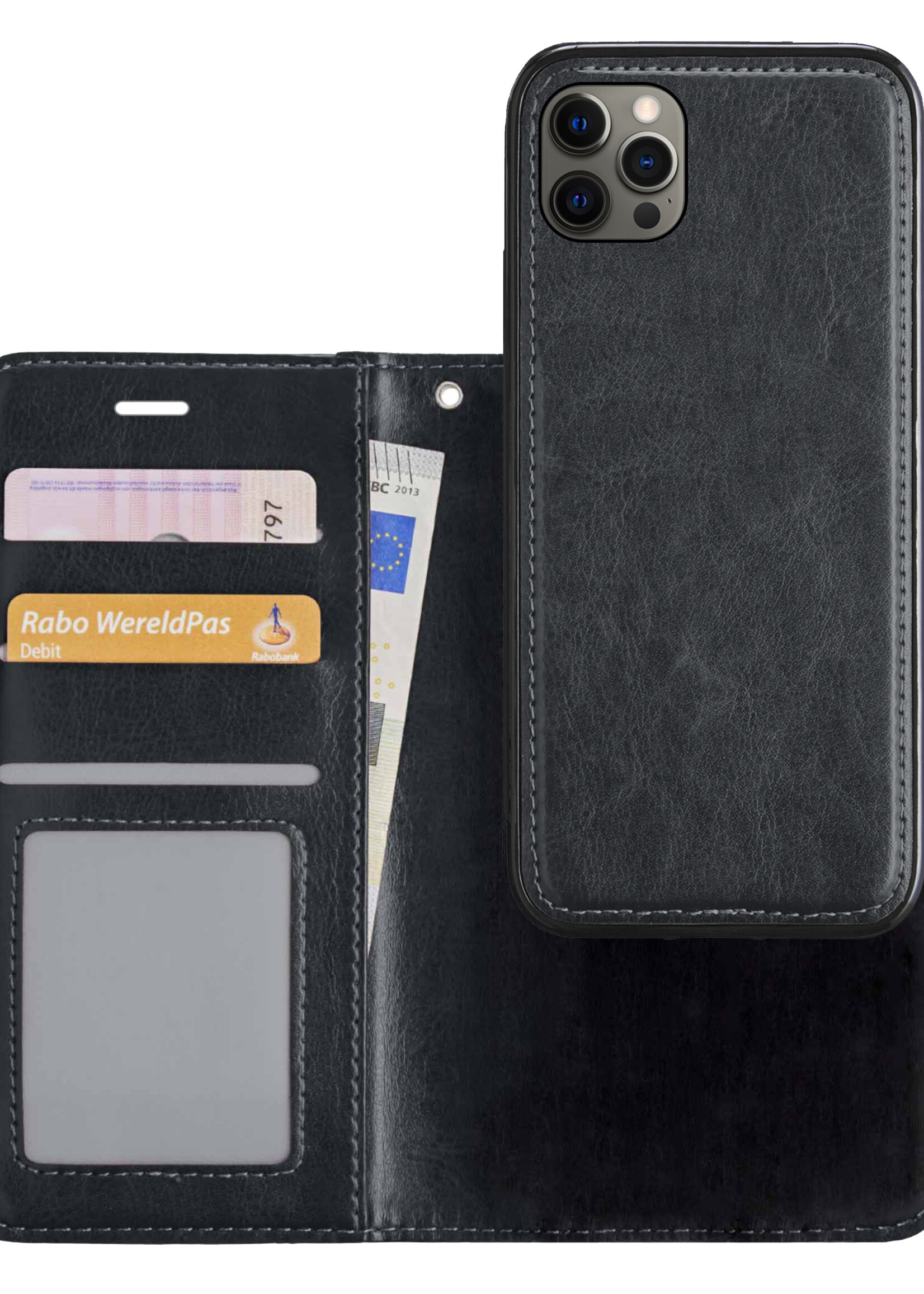 LUQ Hoesje Geschikt voor iPhone 12 Pro Max Hoesje Case Uitneembare Bookcase 2-in-1 Hoes - Hoes Geschikt voor iPhone 12 Pro Max Hoes Wallet Case Met Pasjeshouder Hoesje - Zwart