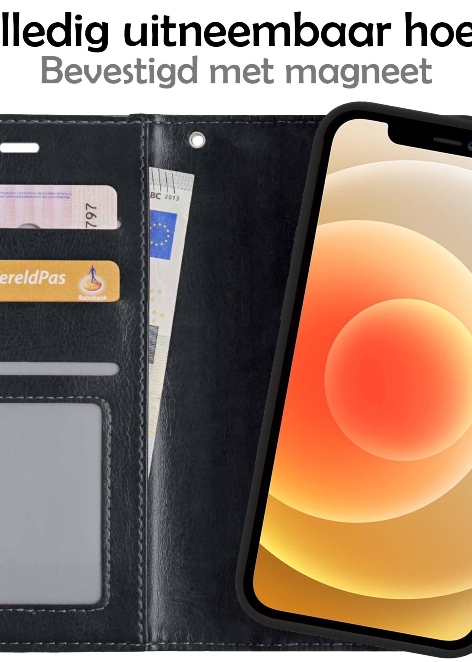 LUQ Hoesje Geschikt voor iPhone 12 Pro Max Hoesje Case Uitneembare Bookcase 2-in-1 Hoes - Hoes Geschikt voor iPhone 12 Pro Max Hoes Wallet Case Met Pasjeshouder Hoesje - Zwart