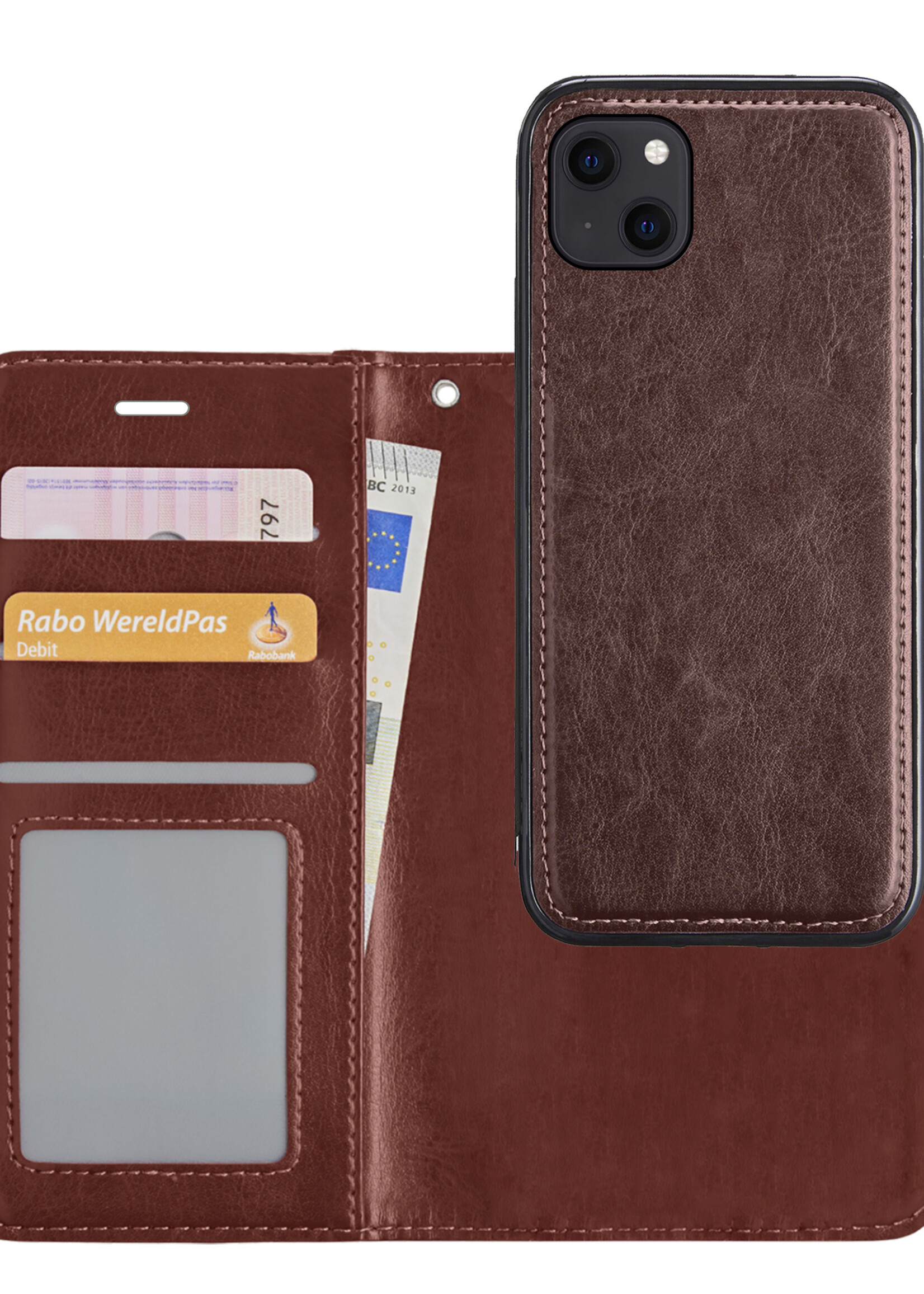 LUQ Hoesje Geschikt voor iPhone 13 Mini Hoesje Case Uitneembare Bookcase 2-in-1 Hoes - Hoes Geschikt voor iPhone 13 Mini Hoes Wallet Case Met Pasjeshouder Hoesje - Bruin