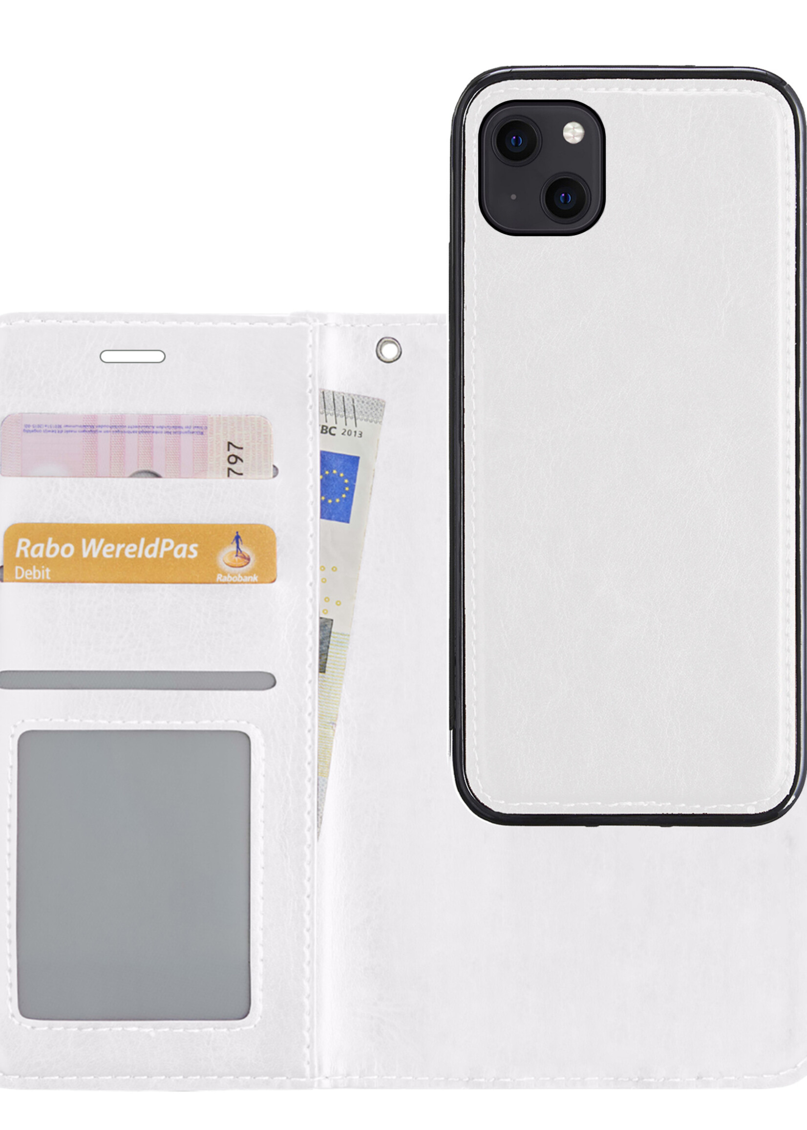 LUQ Hoesje Geschikt voor iPhone 13 Mini Hoesje Case Uitneembare Bookcase 2-in-1 Hoes - Hoes Geschikt voor iPhone 13 Mini Hoes Wallet Case Met Pasjeshouder Hoesje - Wit