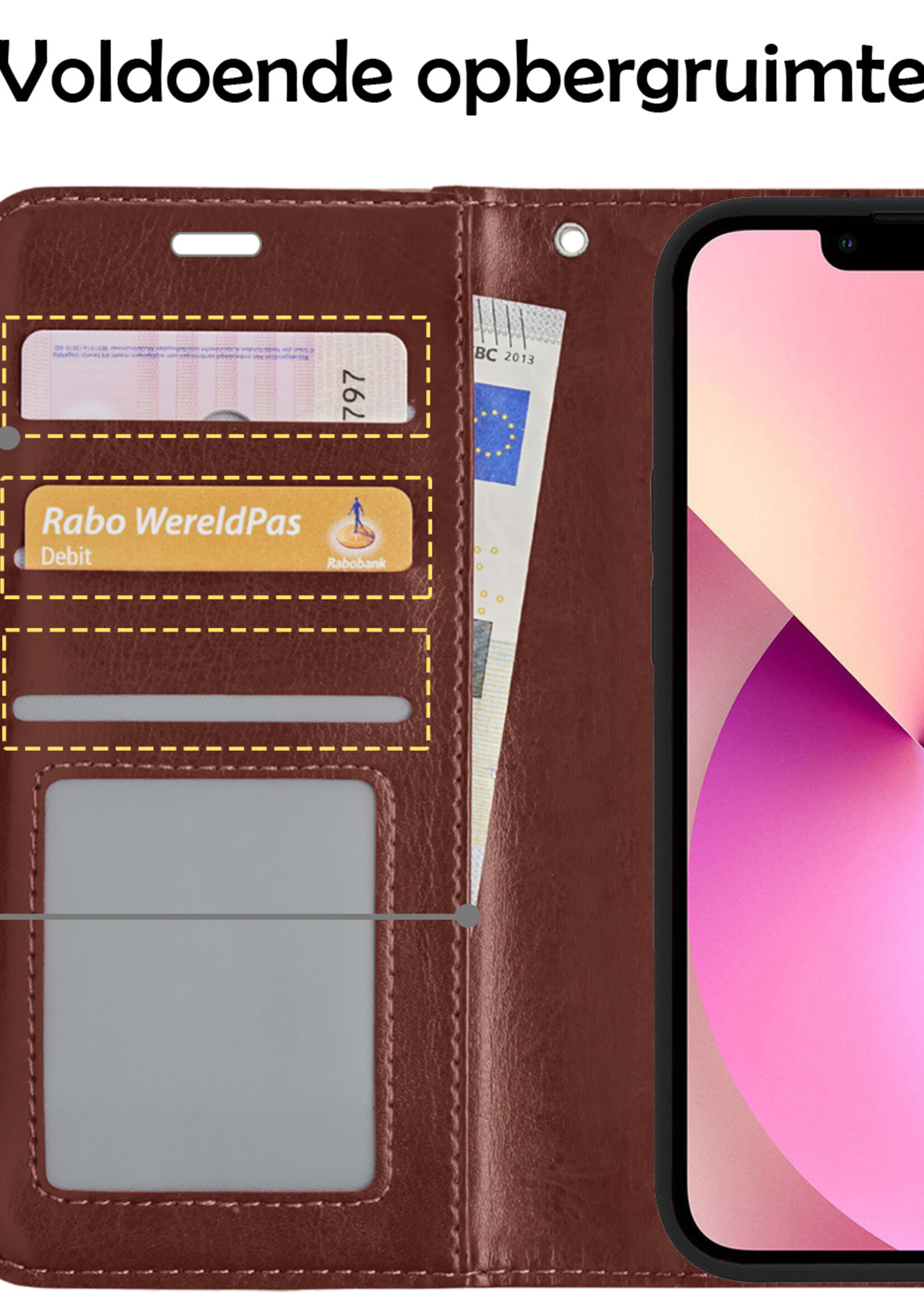 LUQ Hoesje Geschikt voor iPhone 13 Hoesje Case Uitneembare Bookcase 2-in-1 Hoes - Hoes Geschikt voor iPhone 13 Hoes Wallet Case Met Pasjeshouder Hoesje - Bruin