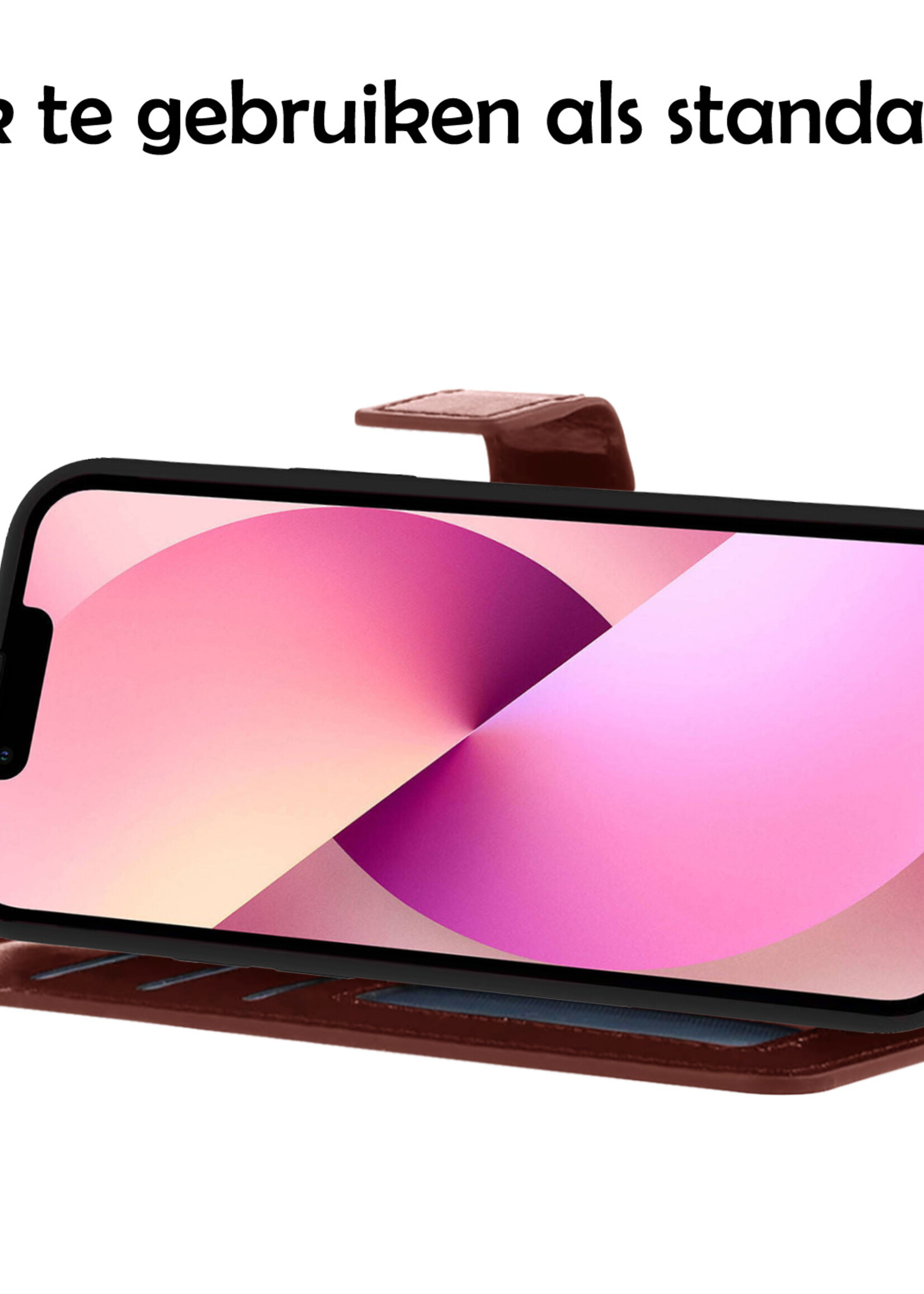 LUQ Hoesje Geschikt voor iPhone 13 Hoesje Case Uitneembare Bookcase 2-in-1 Hoes - Hoes Geschikt voor iPhone 13 Hoes Wallet Case Met Pasjeshouder Hoesje - Bruin