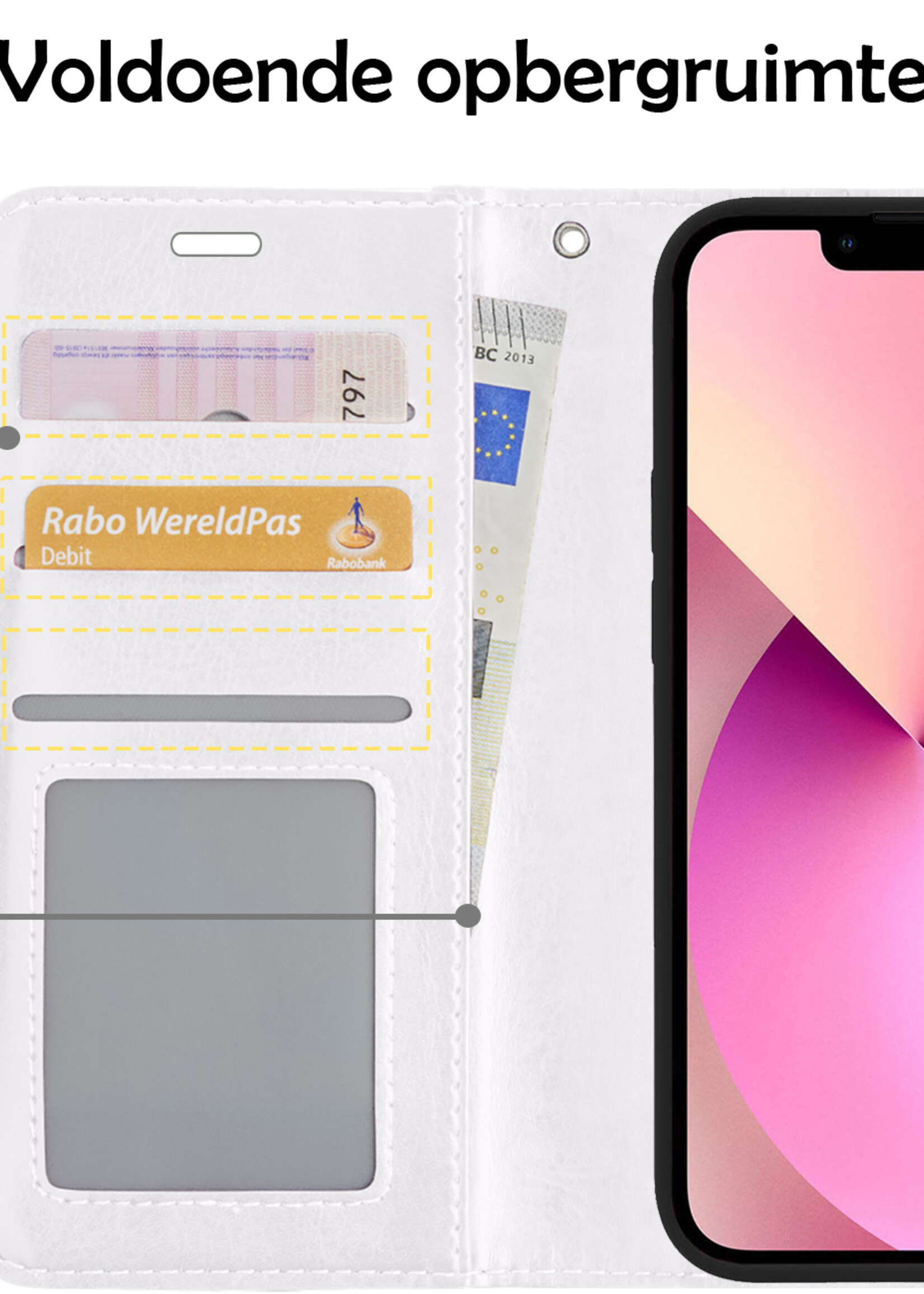 LUQ Hoesje Geschikt voor iPhone 13 Hoesje Case Uitneembare Bookcase 2-in-1 Hoes - Hoes Geschikt voor iPhone 13 Hoes Wallet Case Met Pasjeshouder Hoesje - Wit