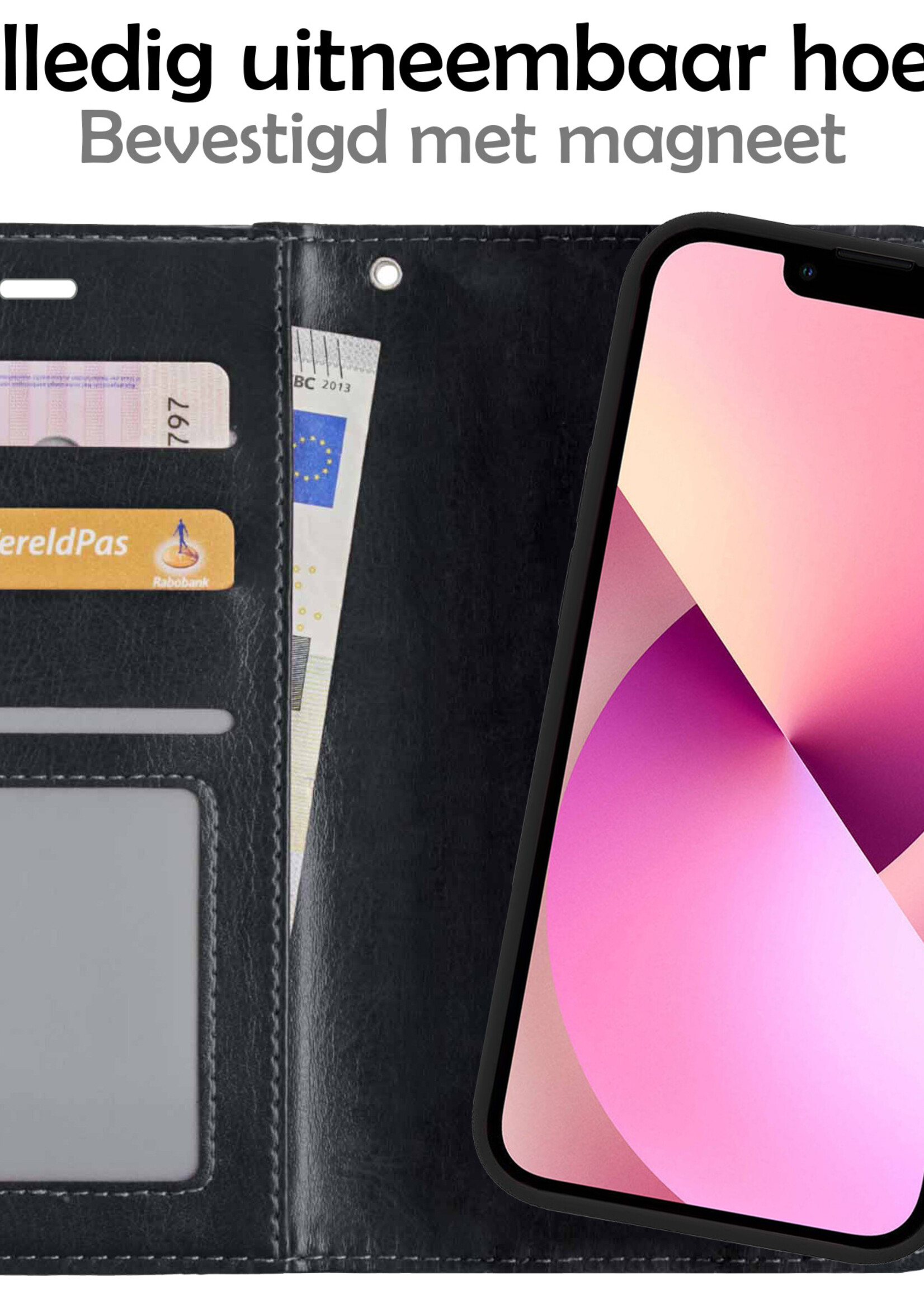 LUQ Hoesje Geschikt voor iPhone 13 Hoesje Case Uitneembare Bookcase 2-in-1 Hoes - Hoes Geschikt voor iPhone 13 Hoes Wallet Case Met Pasjeshouder Hoesje - Zwart