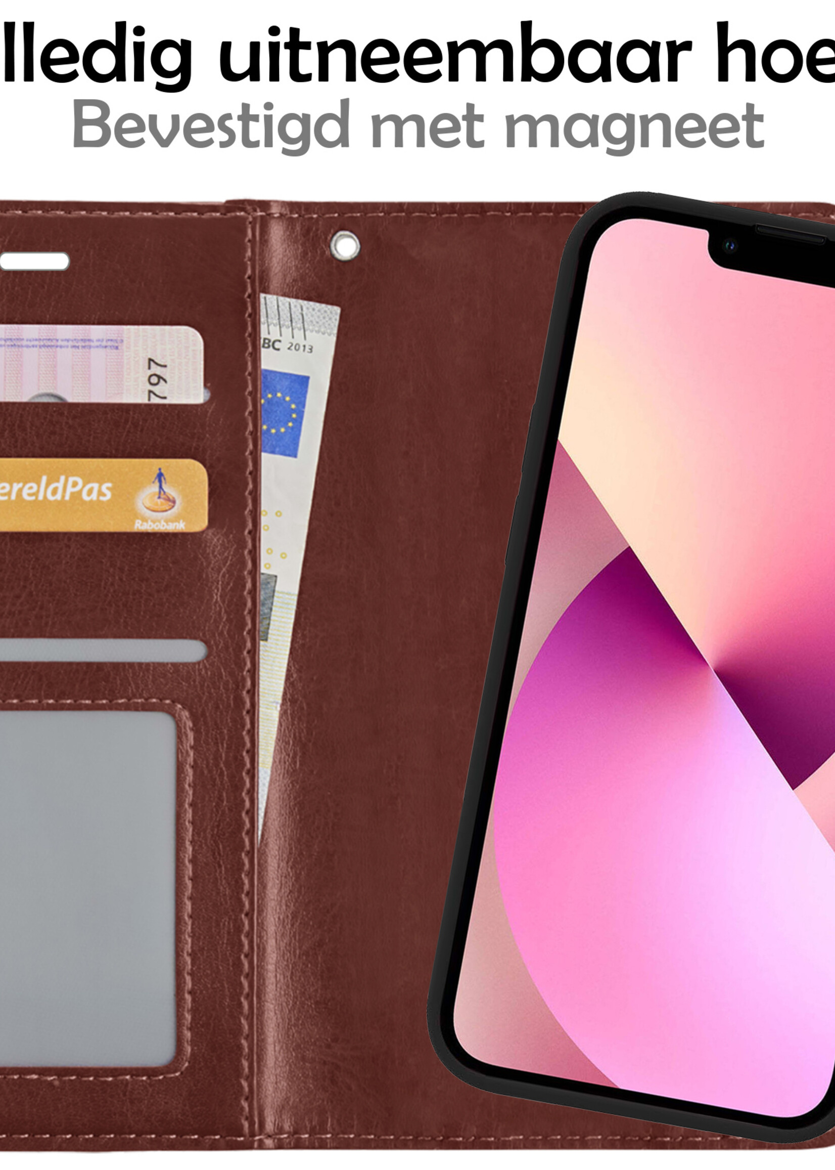 LUQ Hoesje Geschikt voor iPhone 13 Pro Hoesje Case Uitneembare Bookcase 2-in-1 Hoes - Hoes Geschikt voor iPhone 13 Pro Hoes Wallet Case Met Pasjeshouder Hoesje - Bruin