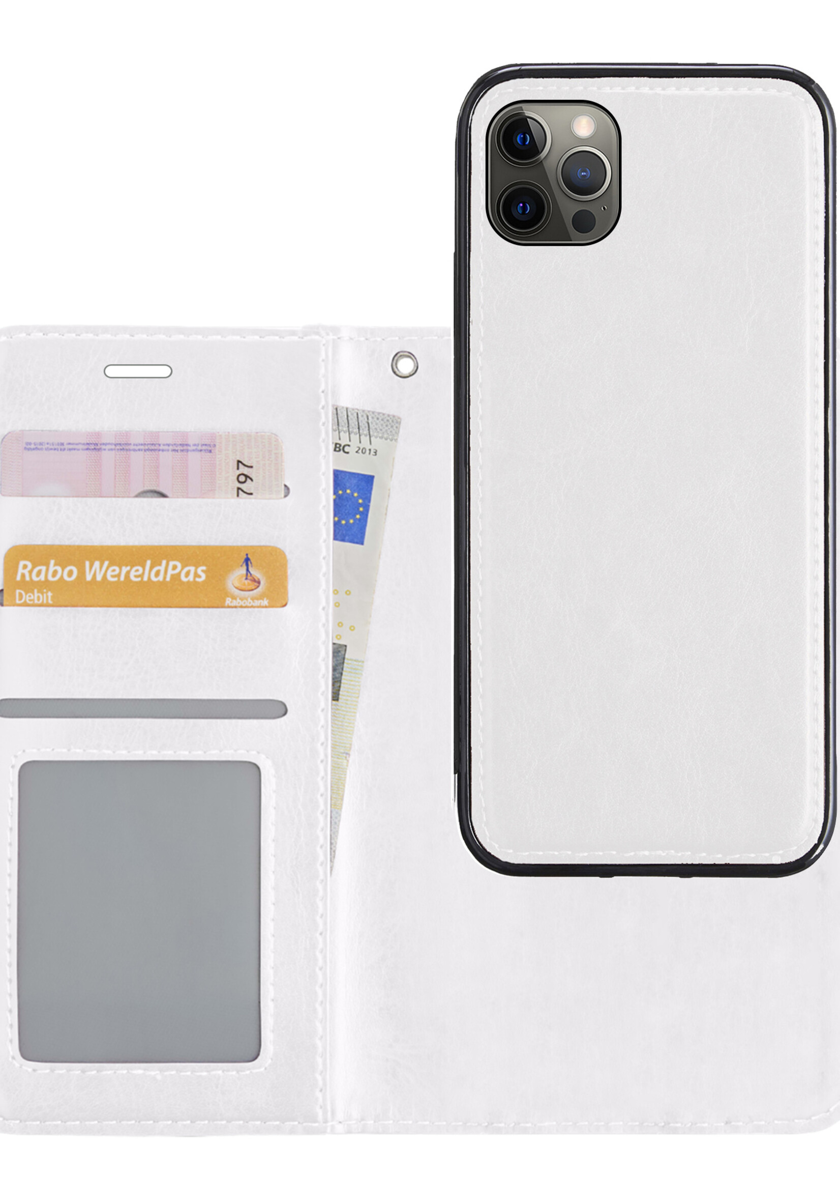 LUQ Hoesje Geschikt voor iPhone 13 Pro Hoesje Case Uitneembare Bookcase 2-in-1 Hoes - Hoes Geschikt voor iPhone 13 Pro Hoes Wallet Case Met Pasjeshouder Hoesje - Wit