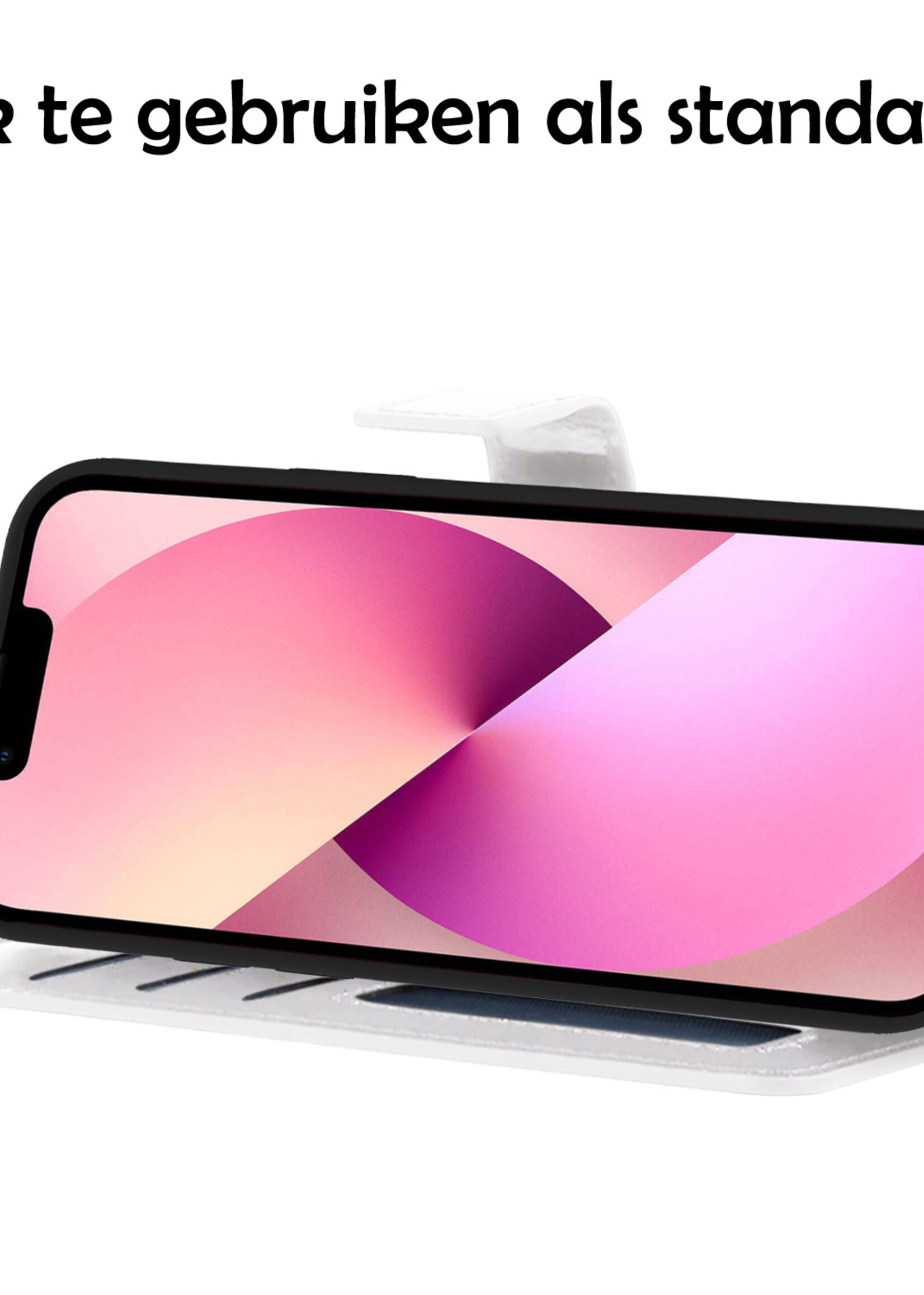 LUQ Hoesje Geschikt voor iPhone 13 Pro Max Hoesje Case Uitneembare Bookcase 2-in-1 Hoes - Hoes Geschikt voor iPhone 13 Pro Max Hoes Wallet Case Met Pasjeshouder Hoesje - Wit