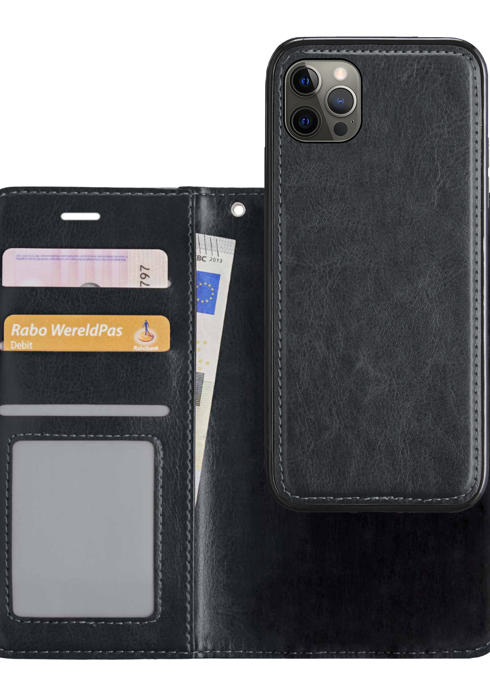 LUQ Hoesje Geschikt voor iPhone 13 Pro Max Hoesje Case Uitneembare Bookcase 2-in-1 Hoes - Hoes Geschikt voor iPhone 13 Pro Max Hoes Wallet Case Met Pasjeshouder Hoesje - Zwart