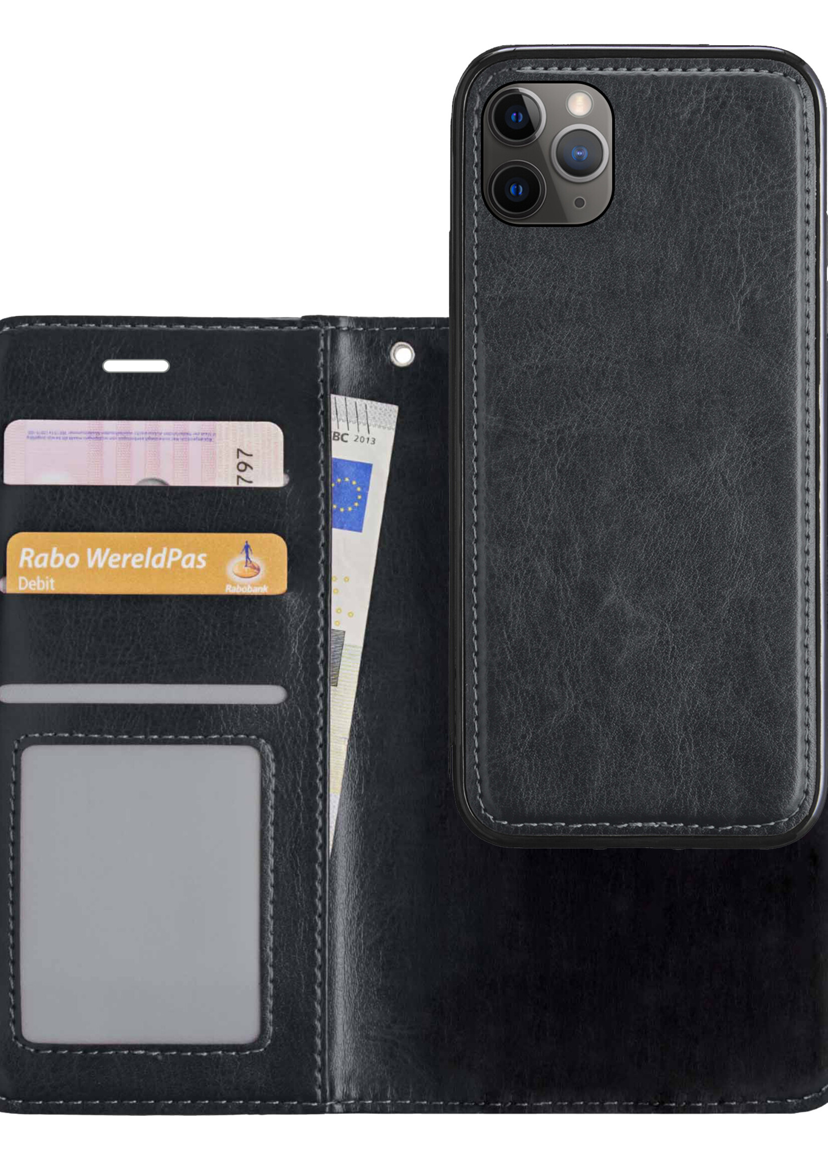 LUQ Hoesje Geschikt voor iPhone 11 Pro Max Hoesje Case Uitneembare Bookcase 2-in-1 Hoes - Hoes Geschikt voor iPhone 11 Pro Max Hoes Wallet Case Met Pasjeshouder Hoesje - Zwart