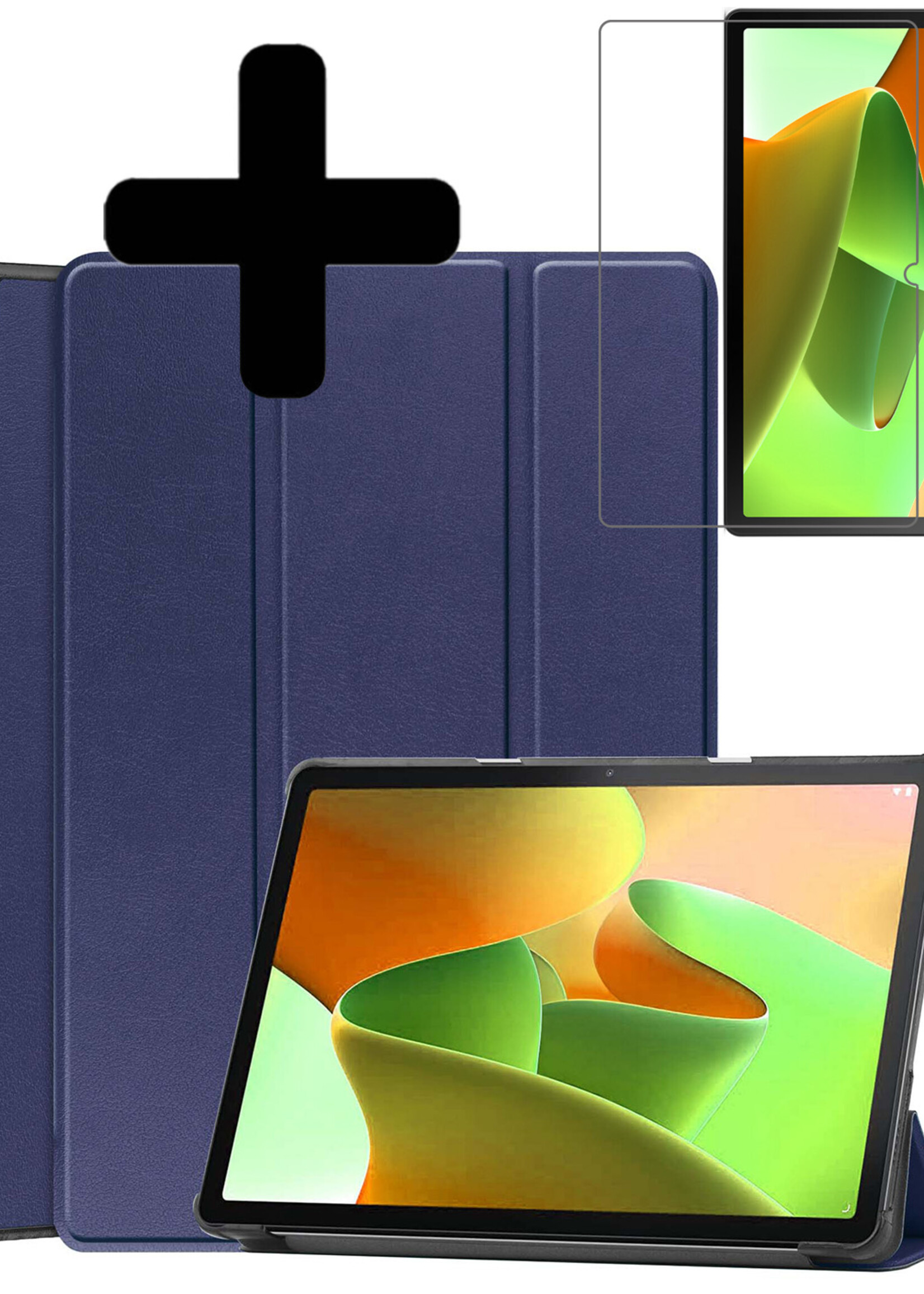 LUQ Hoes Geschikt voor Lenovo Tab M10 (3rd gen) Hoes Luxe Hoesje Book Case Met Screenprotector - Hoesje Geschikt voor Lenovo Tab M10 (3e gen) Hoes Cover - Donkerblauw