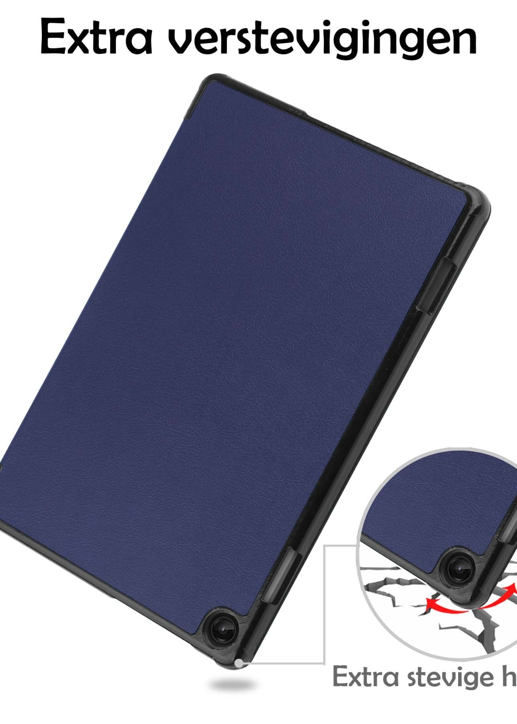 LUQ Hoes Geschikt voor Lenovo Tab M10 (3rd gen) Hoes Luxe Hoesje Book Case Met Screenprotector - Hoesje Geschikt voor Lenovo Tab M10 (3e gen) Hoes Cover - Donkerblauw