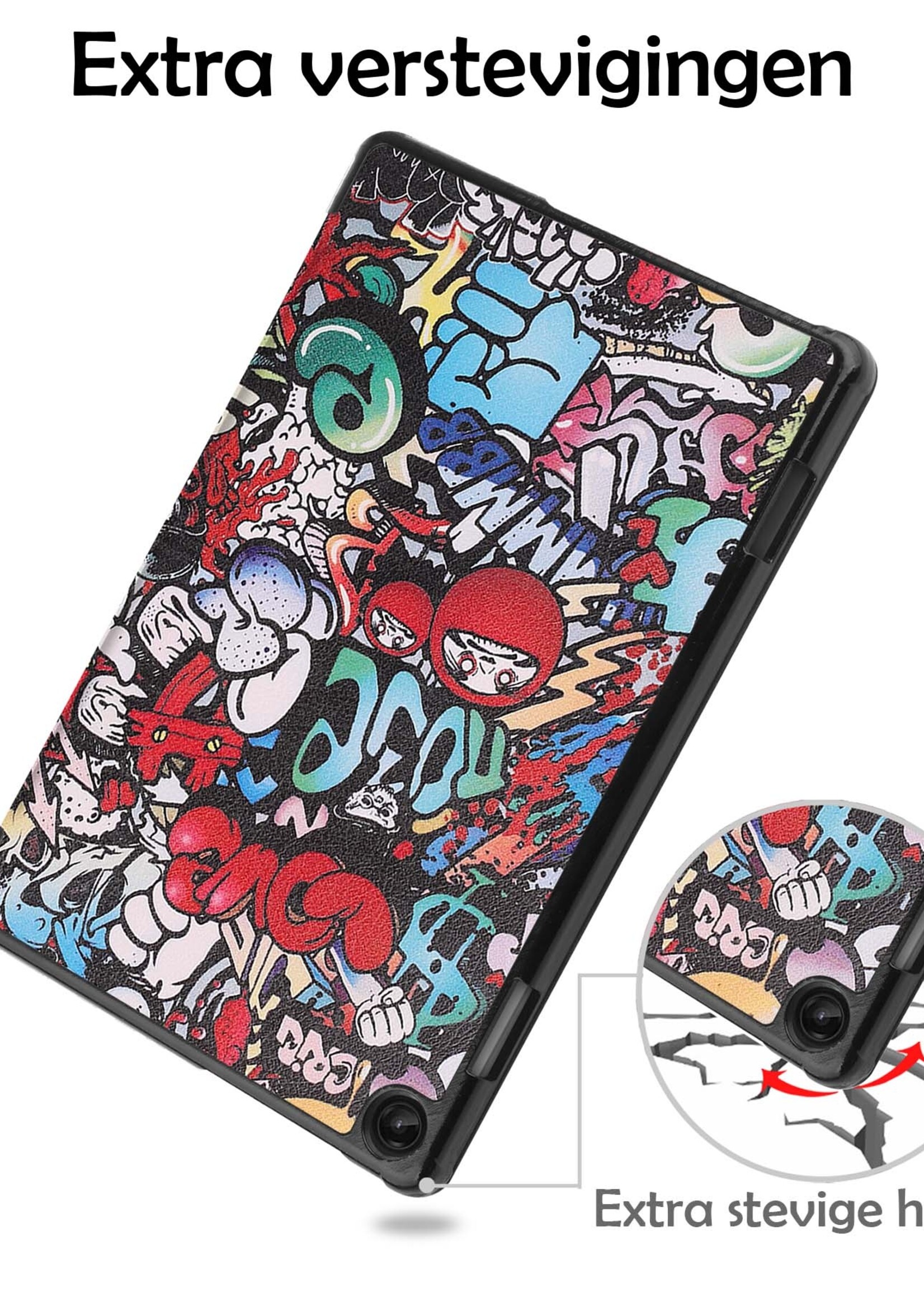 LUQ Hoes Geschikt voor Lenovo Tab M10 (3rd gen) Hoes Luxe Hoesje Book Case Met Screenprotector - Hoesje Geschikt voor Lenovo Tab M10 (3e gen) Hoes Cover - Graffity