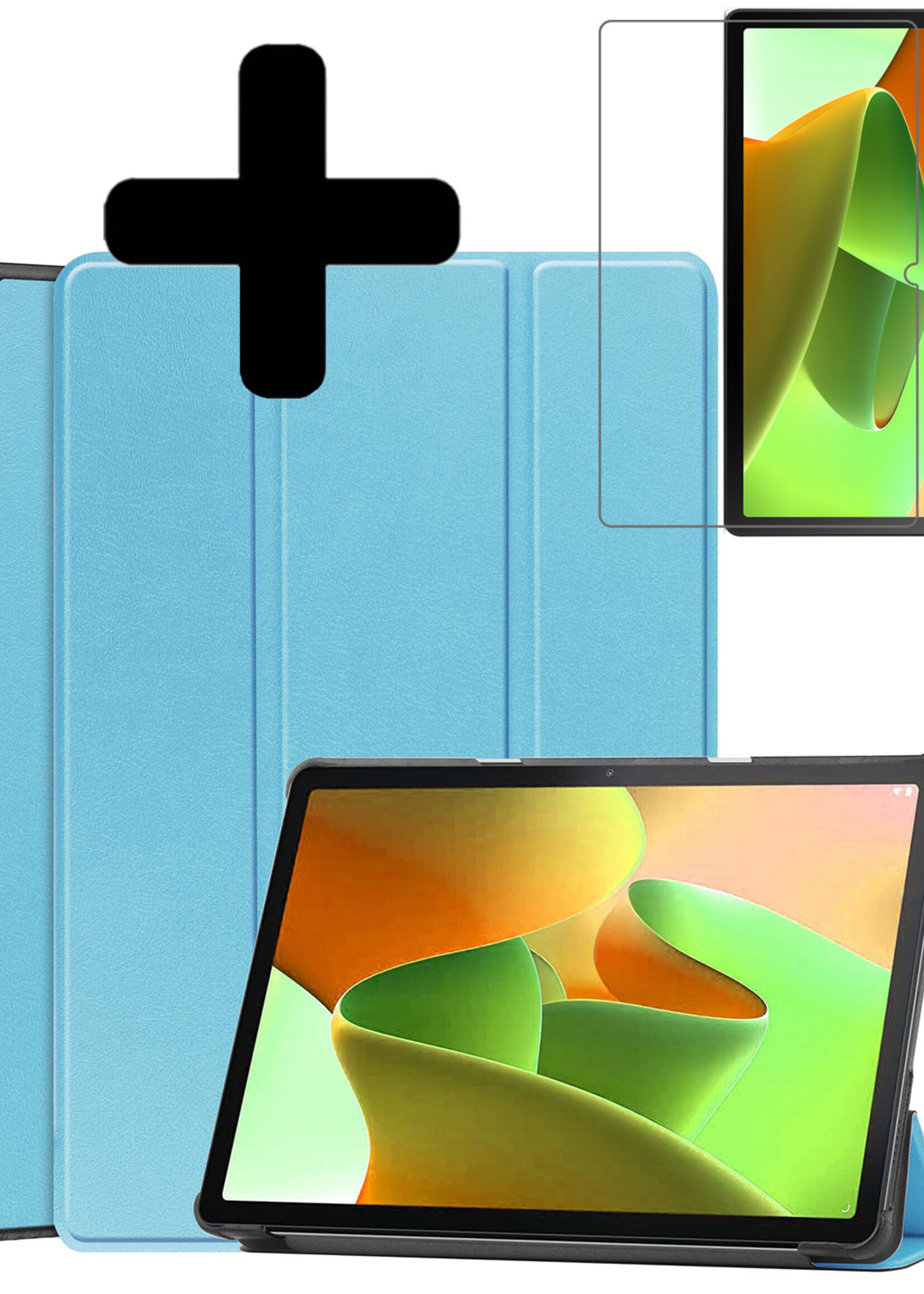 LUQ Hoes Geschikt voor Lenovo Tab M10 (3rd gen) Hoes Luxe Hoesje Book Case Met Screenprotector - Hoesje Geschikt voor Lenovo Tab M10 (3e gen) Hoes Cover - Lichtblauw