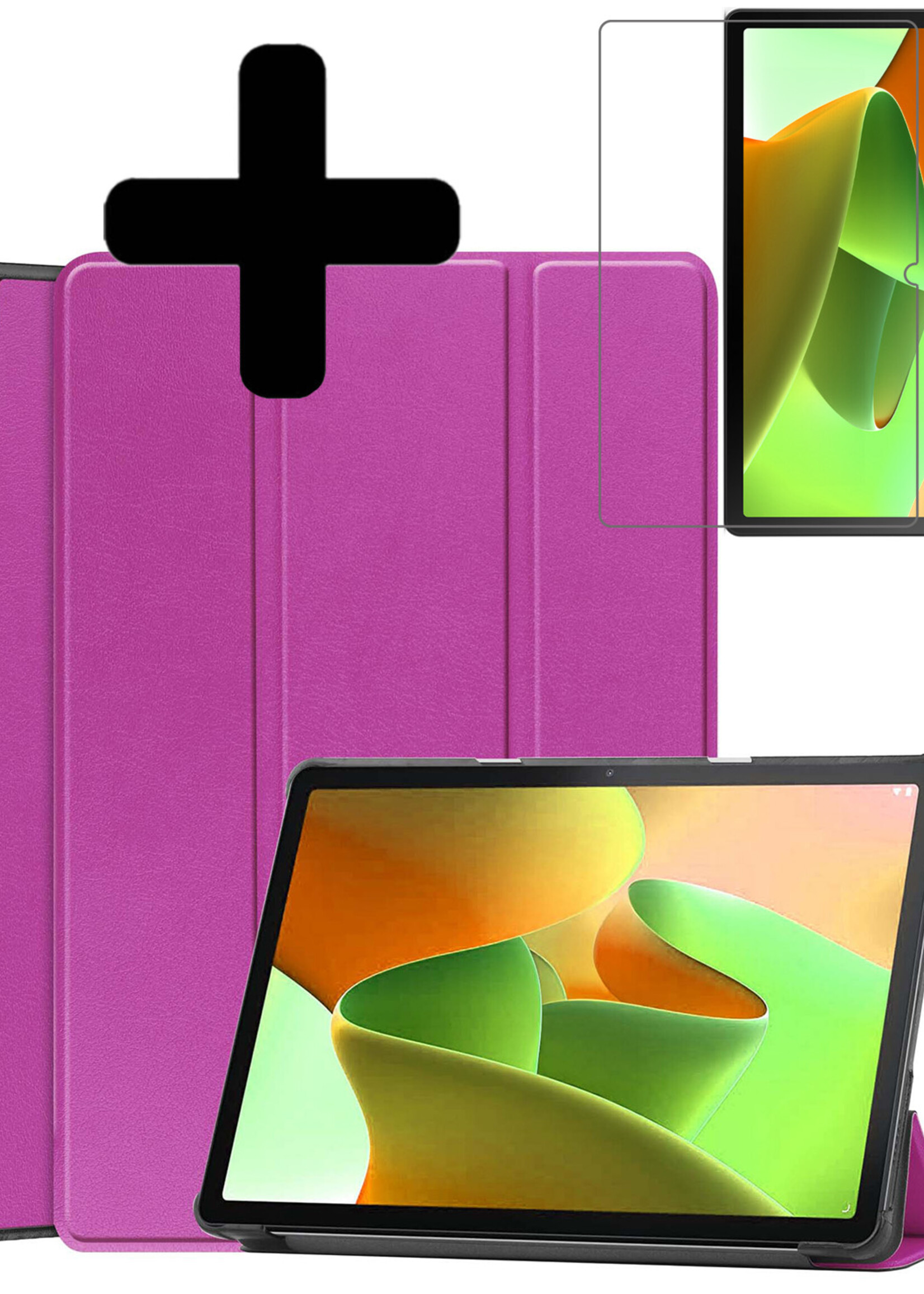 LUQ Hoes Geschikt voor Lenovo Tab M10 (3rd gen) Hoes Luxe Hoesje Book Case Met Screenprotector - Hoesje Geschikt voor Lenovo Tab M10 (3e gen) Hoes Cover - Paars