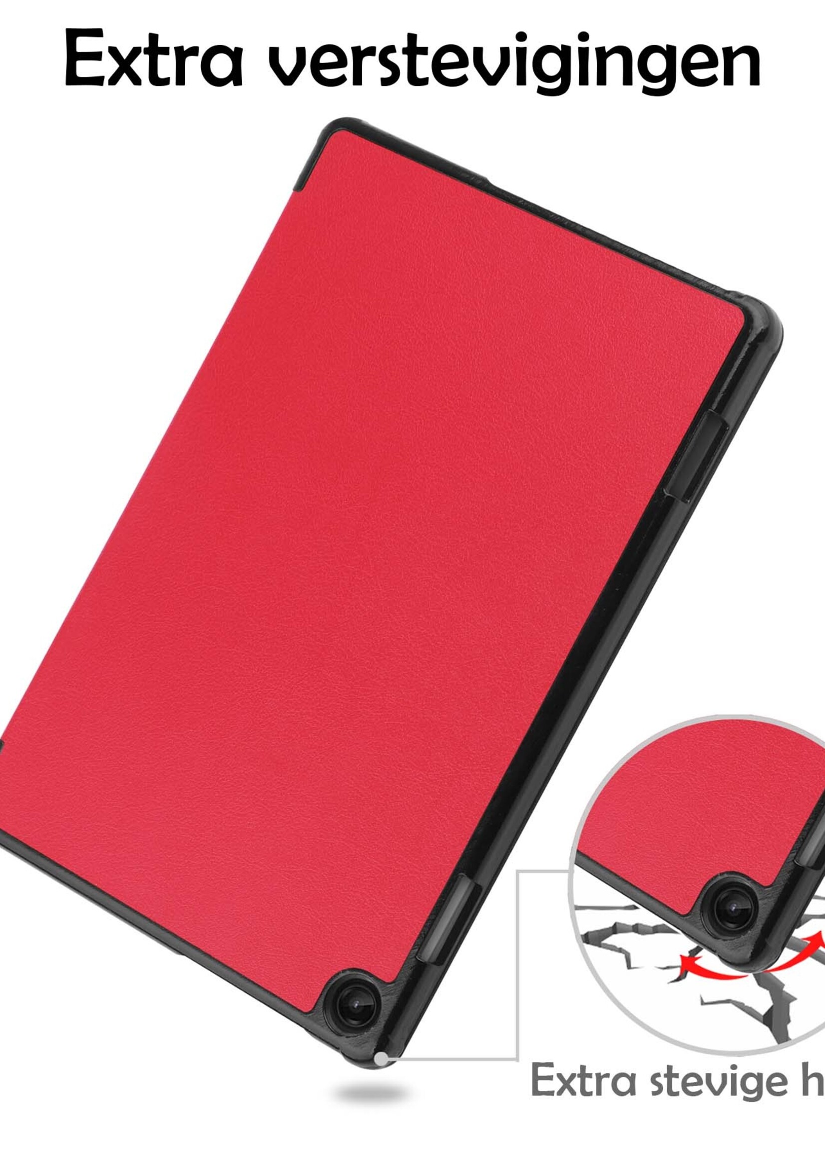 LUQ Hoes Geschikt voor Lenovo Tab M10 (3rd gen) Hoes Luxe Hoesje Book Case Met Screenprotector - Hoesje Geschikt voor Lenovo Tab M10 (3e gen) Hoes Cover - Rood