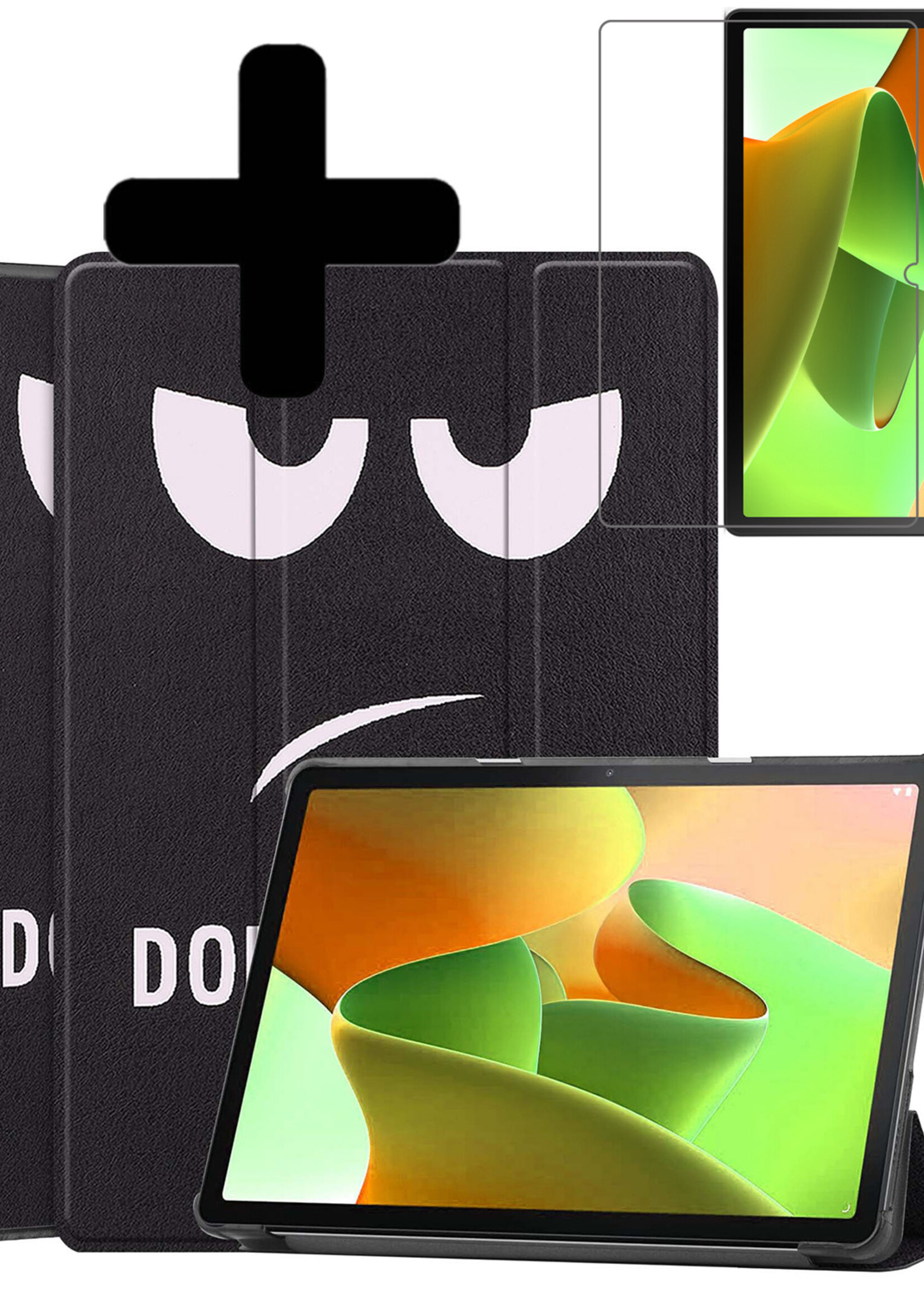 LUQ Hoes Geschikt voor Lenovo Tab M10 (3rd gen) Hoes Luxe Hoesje Book Case Met Screenprotector - Hoesje Geschikt voor Lenovo Tab M10 (3e gen) Hoes Cover - Don't Touch Me