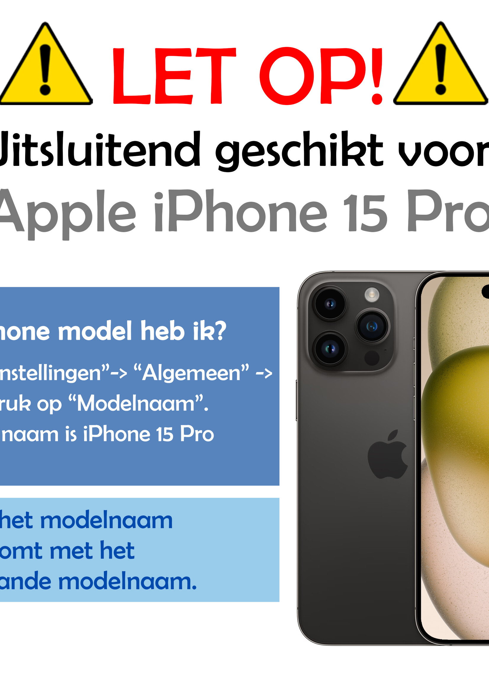 LUQ Screenprotector Geschikt voor iPhone 15 Pro Screenprotector Glas Full Cover - Screenprotector Geschikt voor iPhone 15 Pro Screenprotector Full Cover - 3 Stuks