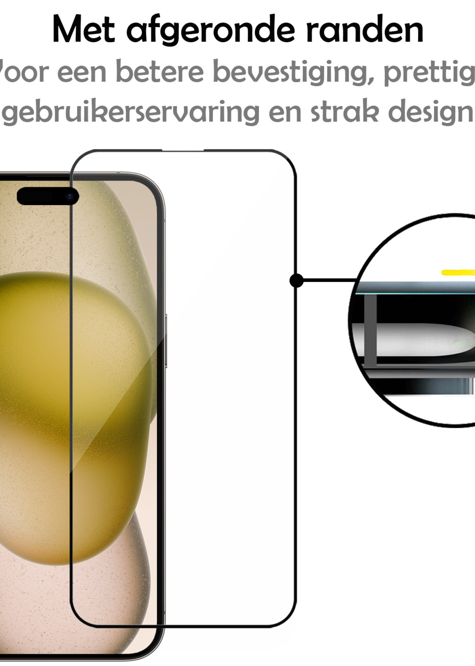 LUQ Screenprotector Geschikt voor iPhone 15 Plus Screenprotector Glas Full Cover - Screenprotector Geschikt voor iPhone 15 Plus Screenprotector Full Cover - 2 Stuks