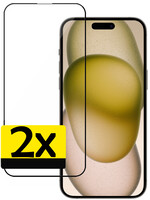 LUQ LUQ iPhone 15 Screenprotector Glas Full Cover 2D - 2 PACK