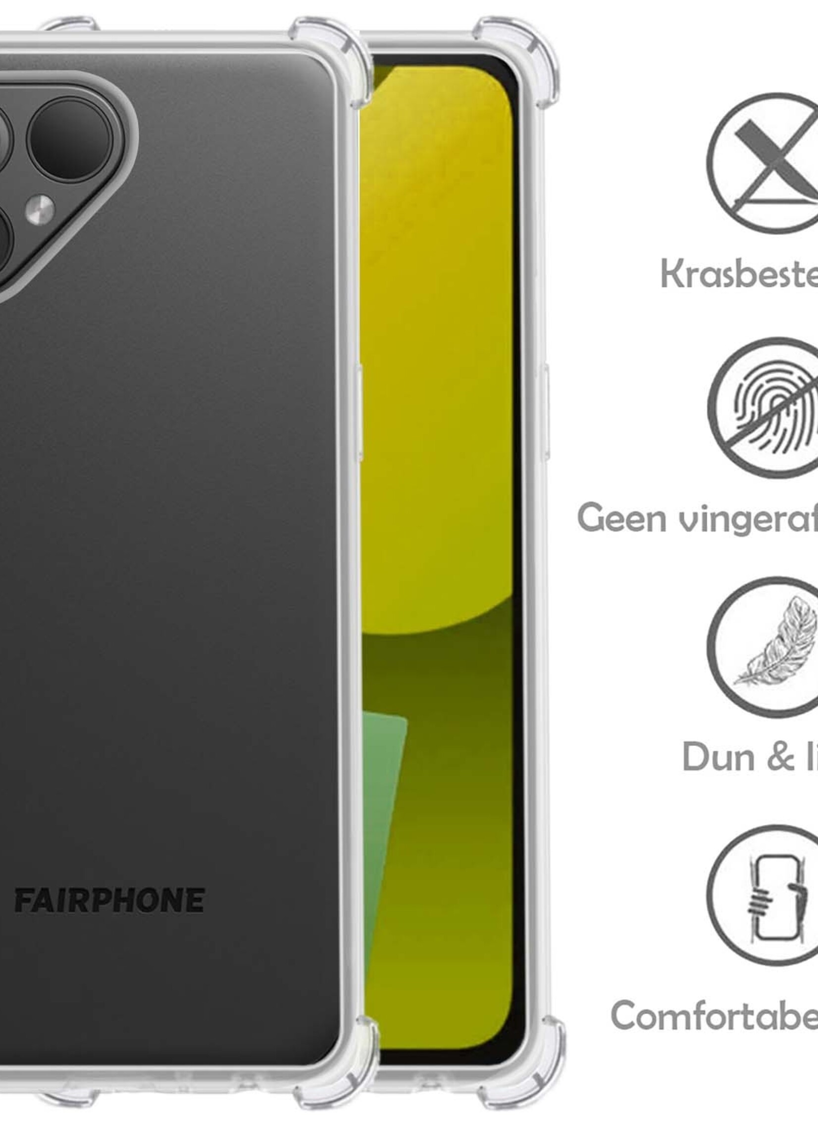 LUQ Hoesje Geschikt voor Fairphone 5 Hoesje Shockproof Case Siliconen - Hoes Geschikt voor Fairphone 5 Hoes Cover Siliconen - Transparant - 2 Stuks