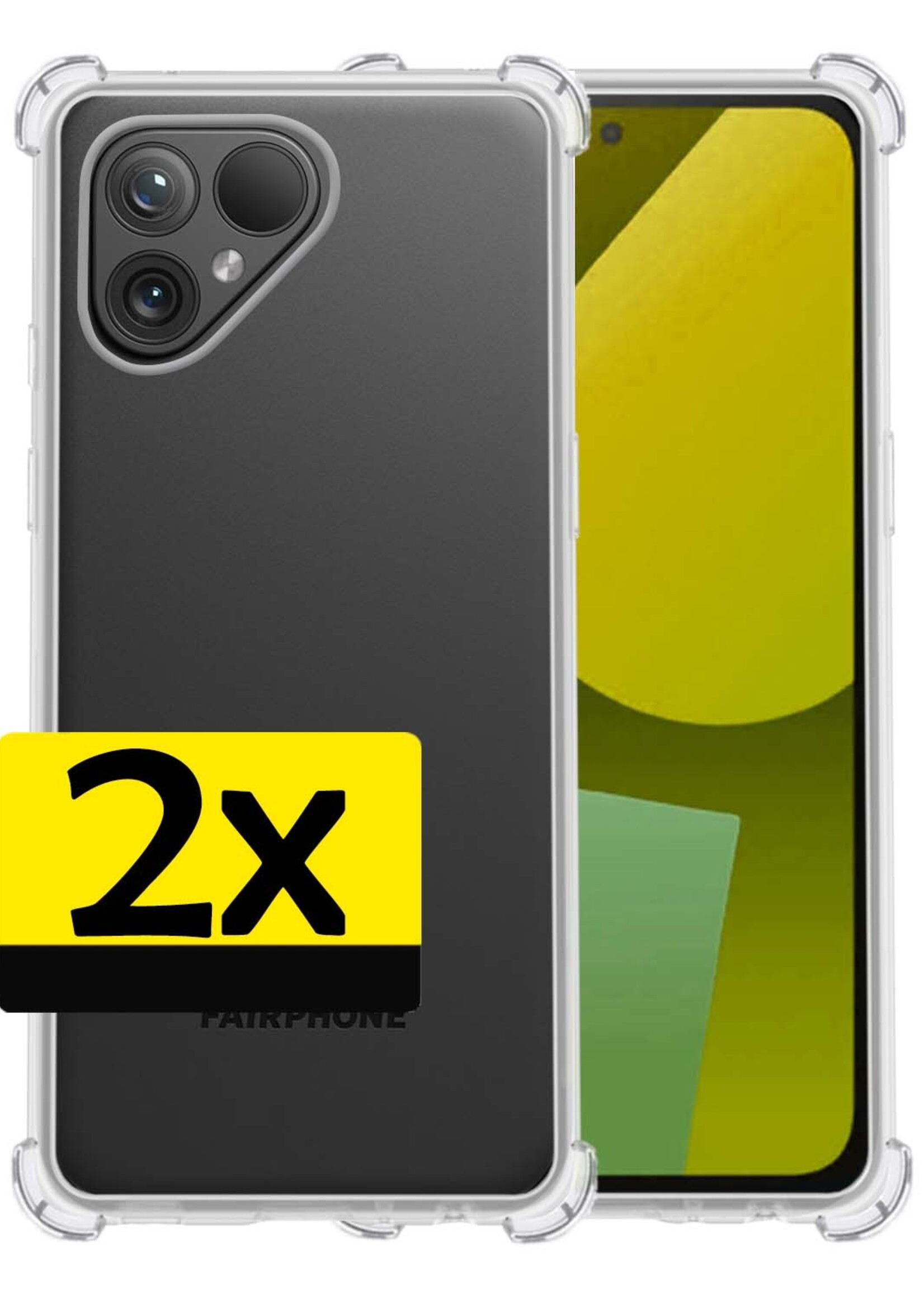LUQ Hoesje Geschikt voor Fairphone 5 Hoesje Shockproof Case Siliconen - Hoes Geschikt voor Fairphone 5 Hoes Cover Siliconen - Transparant - 2 Stuks