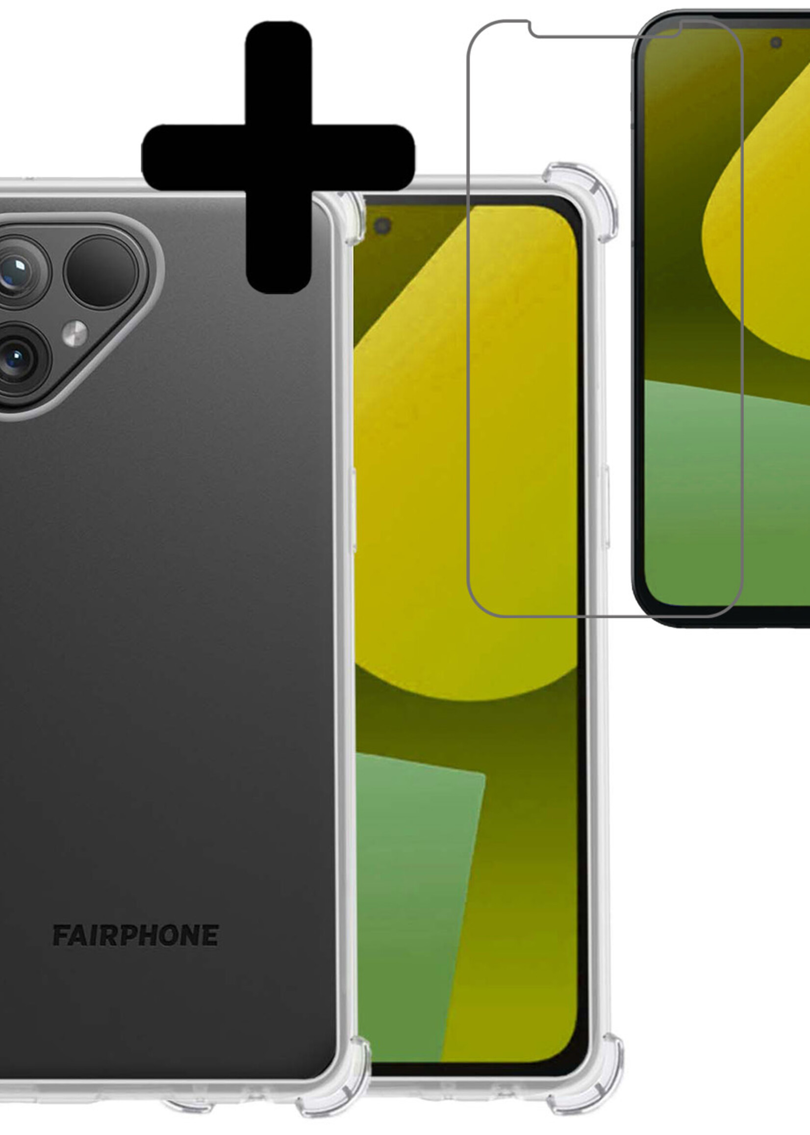 LUQ Hoesje Geschikt voor Fairphone 5 Hoesje Shockproof Case Siliconen Met Screenprotector - Hoes Geschikt voor Fairphone 5 Hoes Cover Siliconen - Transparant