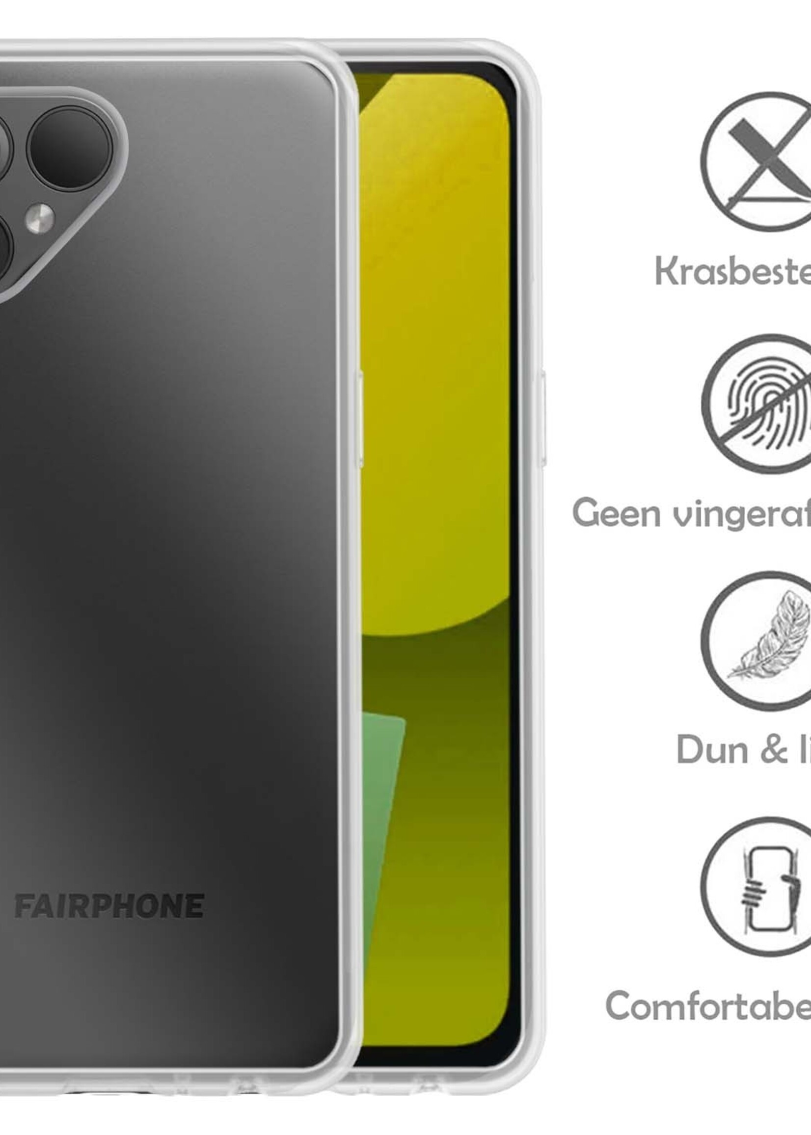LUQ Hoesje Geschikt voor Fairphone 5 Hoesje Siliconen Case - Hoes Geschikt voor Fairphone 5 Hoes Siliconen - Transparant