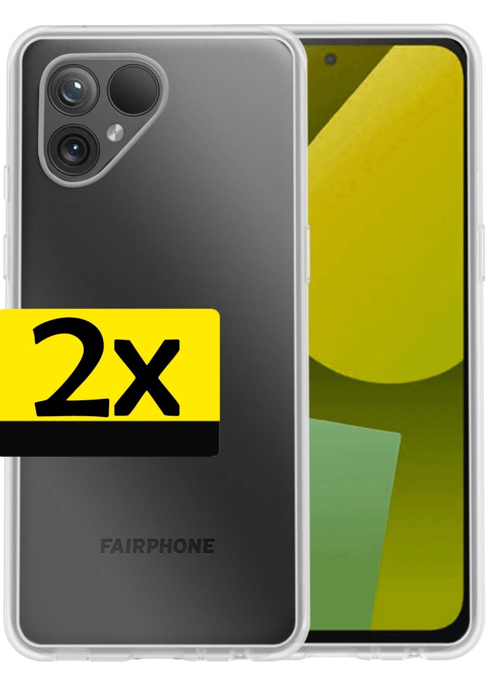 LUQ Hoesje Geschikt voor Fairphone 5 Hoesje Siliconen Case - Hoes Geschikt voor Fairphone 5 Hoes Siliconen - Transparant - 2 Stuks