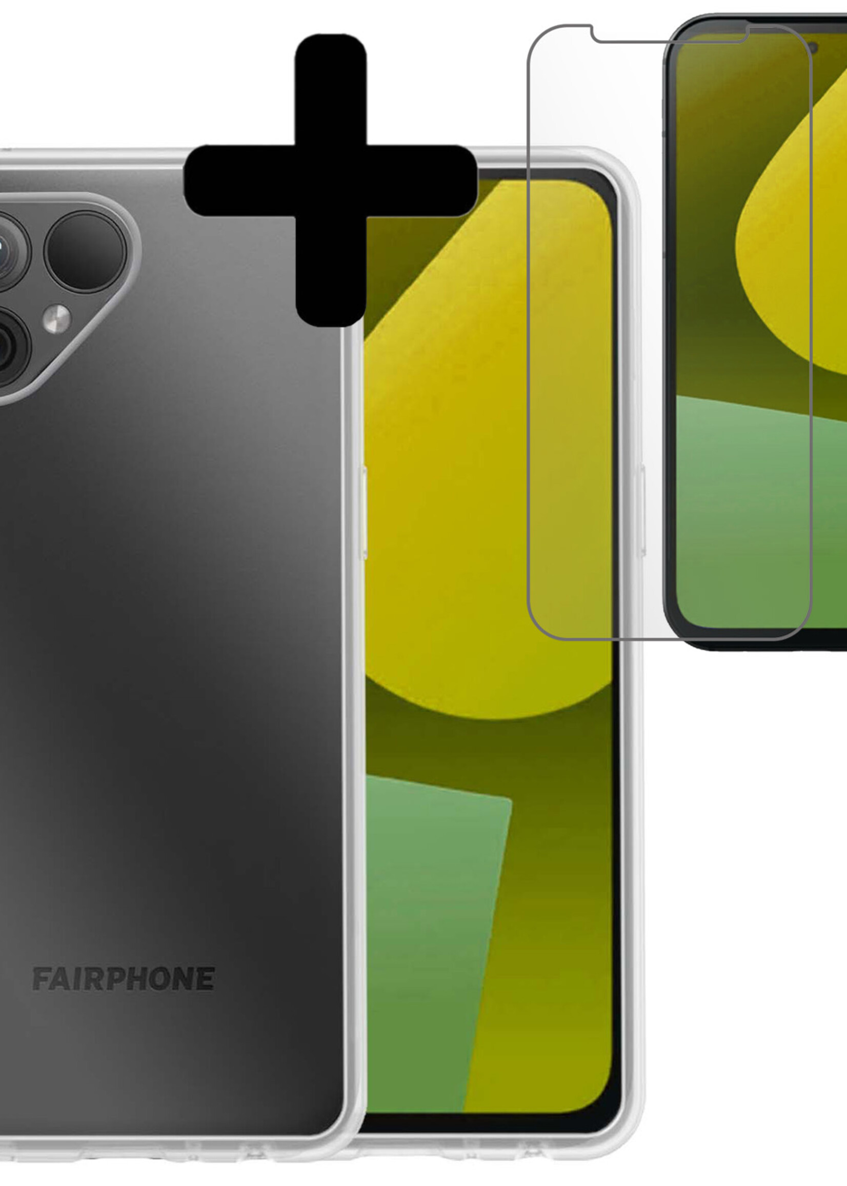 LUQ Hoesje Geschikt voor Fairphone 5 Hoesje Siliconen Case Met Screenprotector - Hoes Geschikt voor Fairphone 5 Hoes Siliconen - Transparant