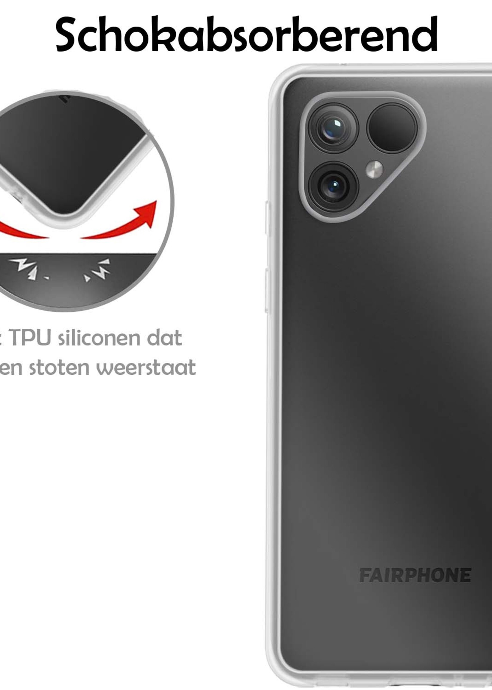 LUQ Hoesje Geschikt voor Fairphone 5 Hoesje Siliconen Case Met 2x Screenprotector - Hoes Geschikt voor Fairphone 5 Hoes Siliconen - Transparant