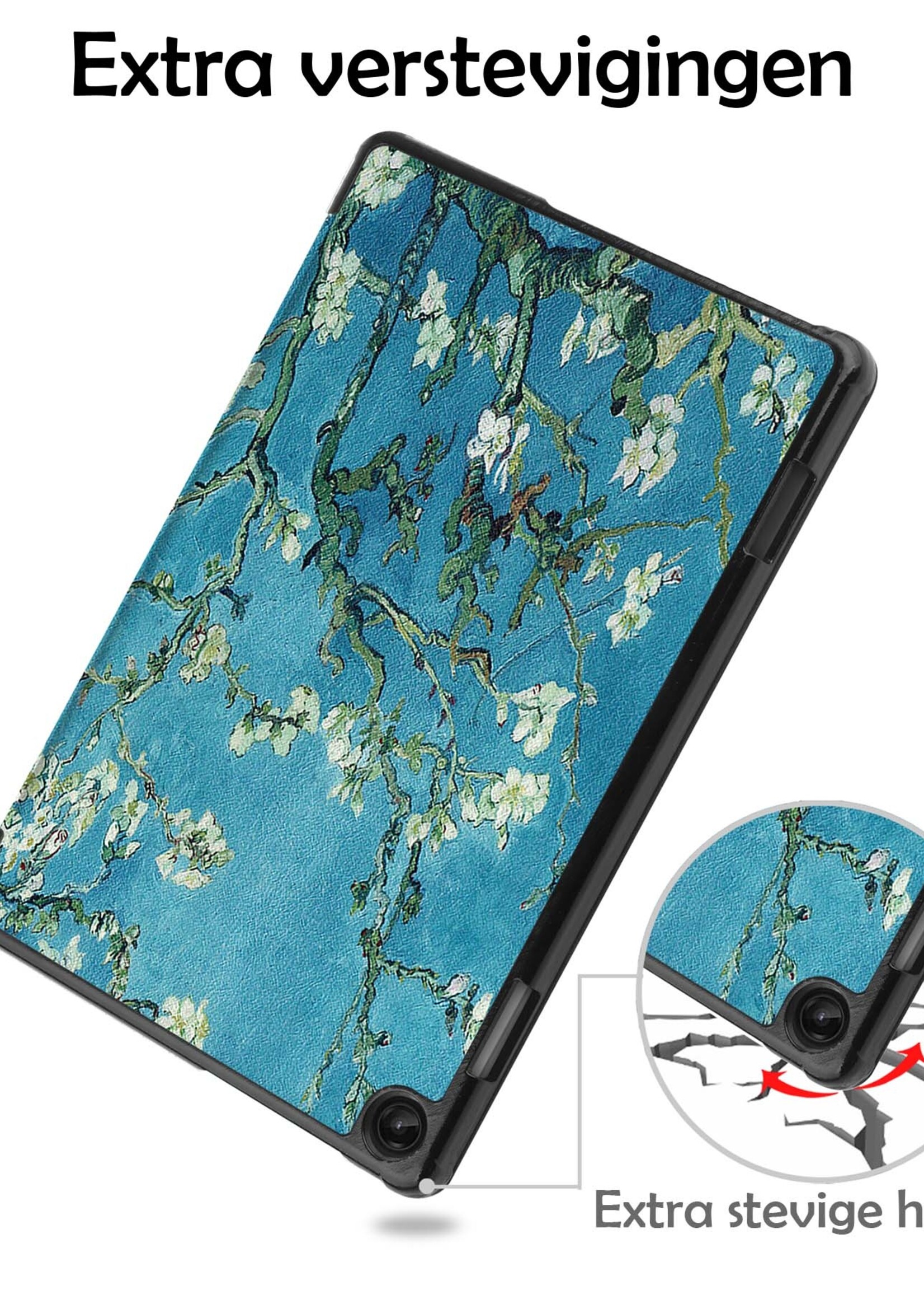 LUQ Hoes Geschikt voor Lenovo Tab M10 (3rd gen) Hoes Luxe Hoesje Book Case Met Screenprotector - Hoesje Geschikt voor Lenovo Tab M10 (3e gen) Hoes Cover - Bloesem
