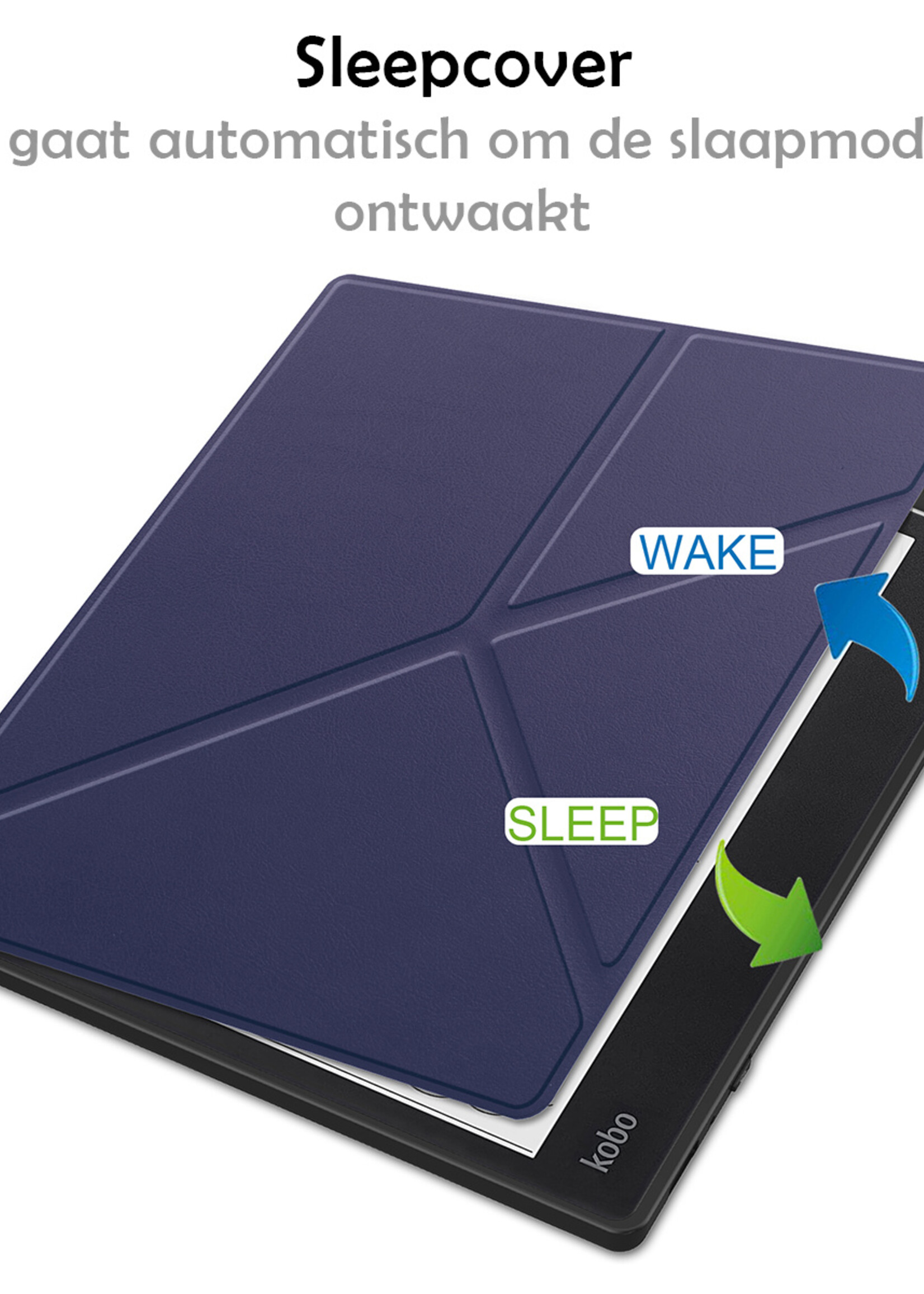 LUQ Hoesje Geschikt voor Kobo Elipsa 2E Hoes Bescherm Hoesje Case Luxe Sleep Cover Met Screenprotector - Donkerblauw