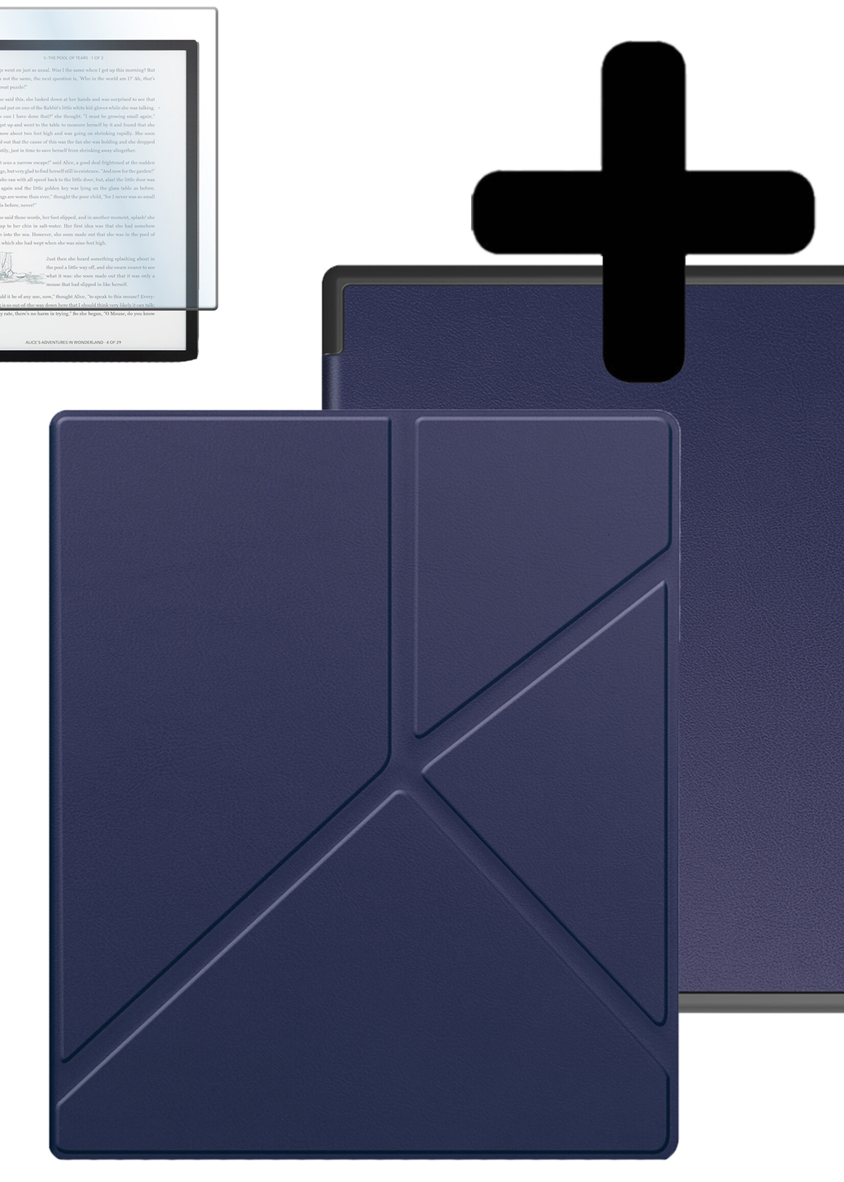 LUQ Hoesje Geschikt voor Kobo Elipsa 2E Hoes Bescherm Hoesje Case Luxe Sleep Cover Met Screenprotector - Donkerblauw