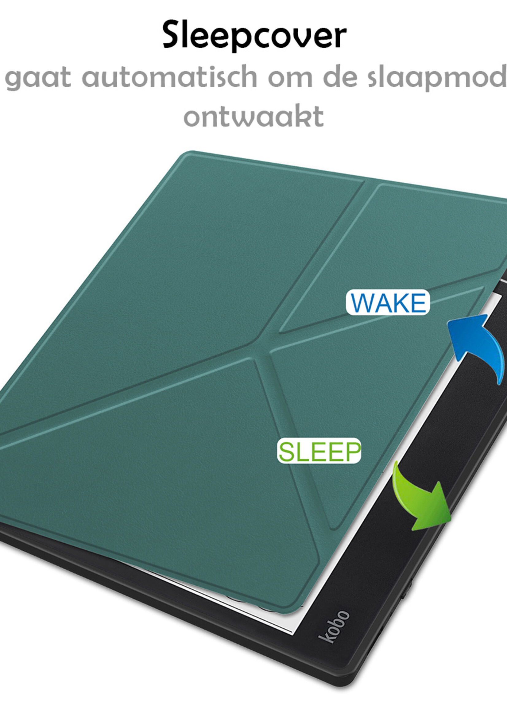 LUQ Hoesje Geschikt voor Kobo Elipsa 2E Hoes Bescherm Hoesje Case Luxe Sleep Cover Met Screenprotector - Donkergroen