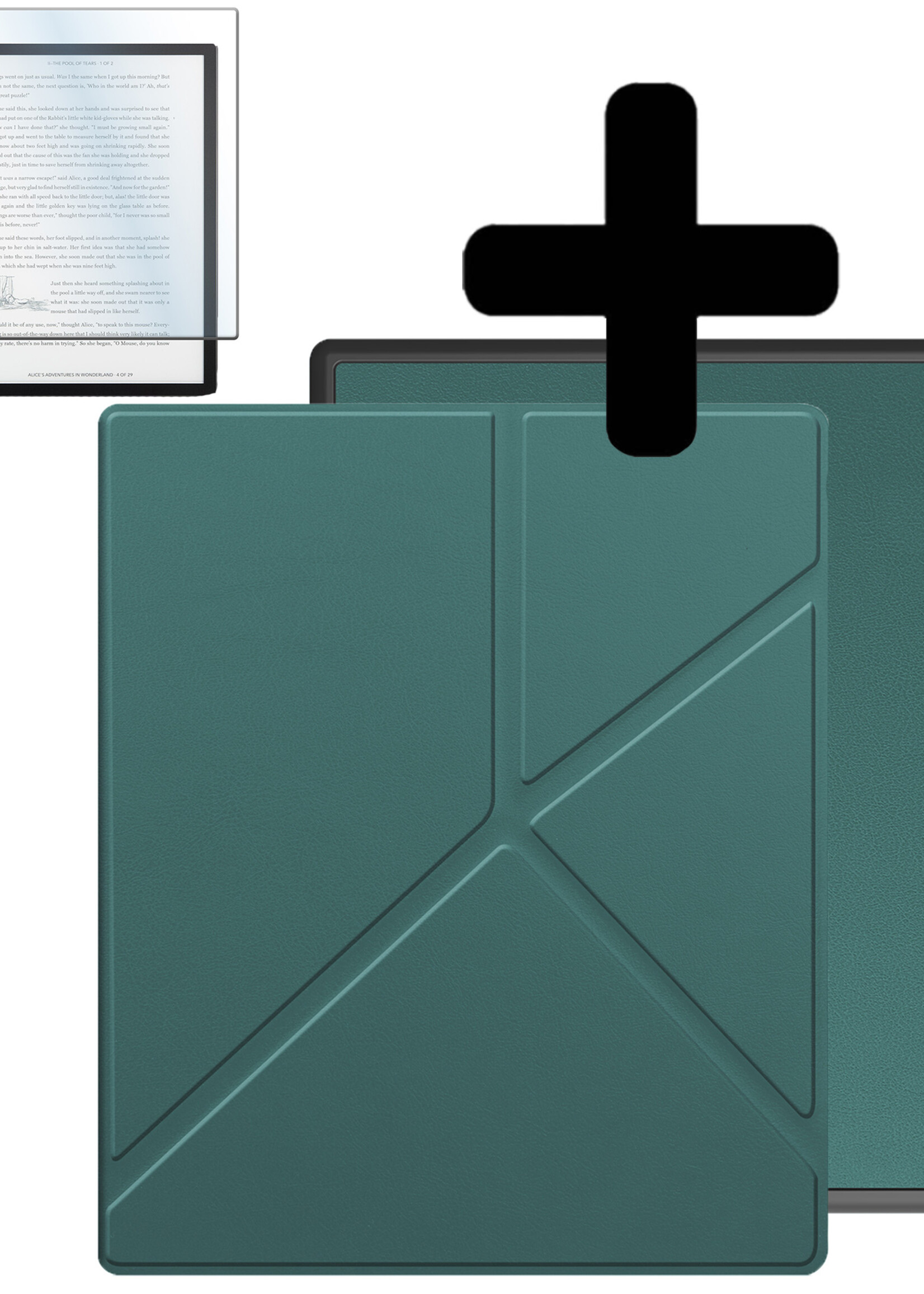 LUQ Hoesje Geschikt voor Kobo Elipsa 2E Hoes Bescherm Hoesje Case Luxe Sleep Cover Met Screenprotector - Donkergroen