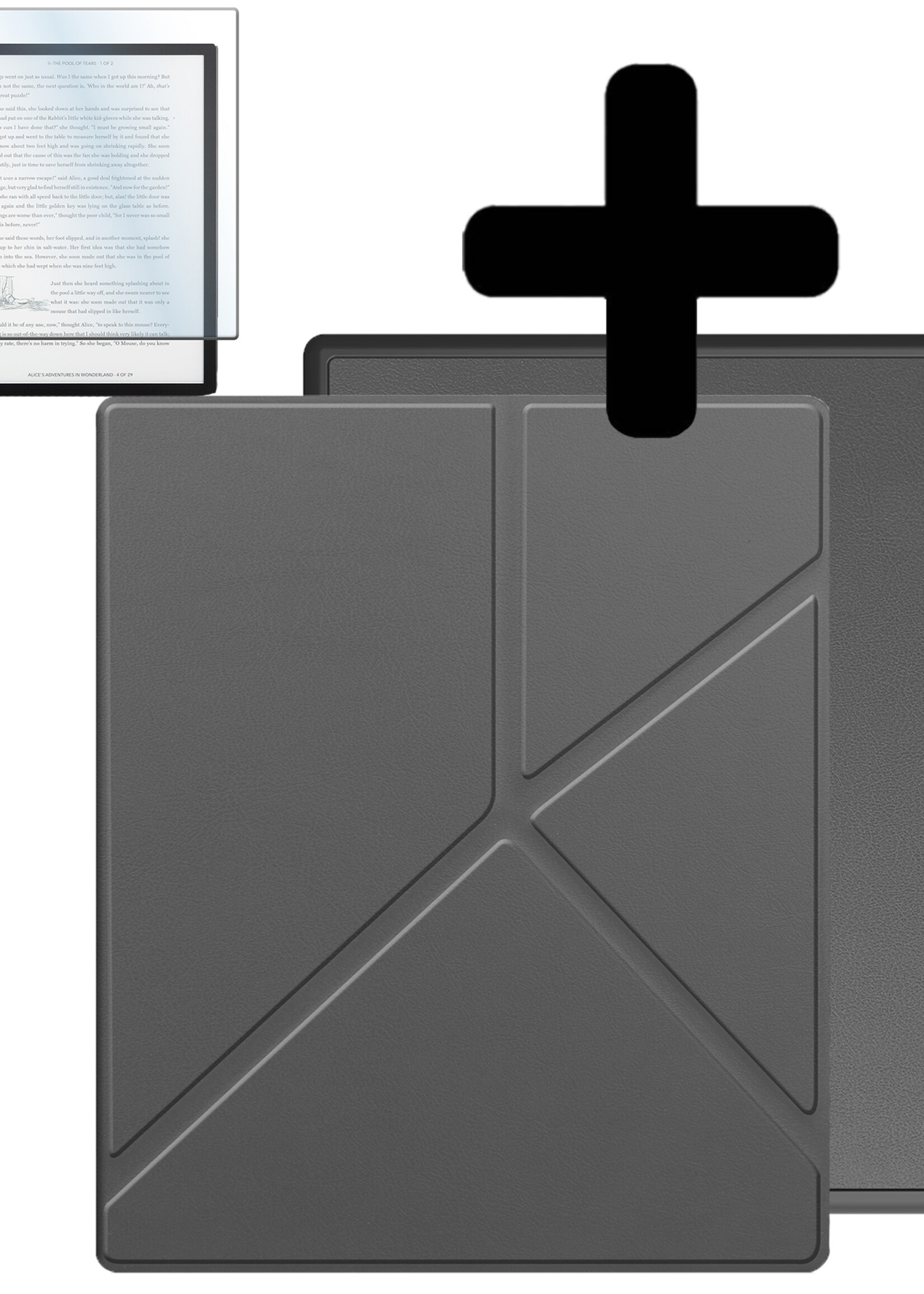 LUQ Hoesje Geschikt voor Kobo Elipsa 2E Hoes Bescherm Hoesje Case Luxe Sleep Cover Met Screenprotector - Grijs