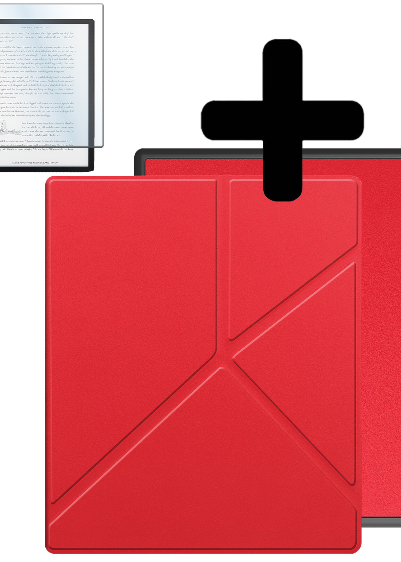 LUQ Hoesje Geschikt voor Kobo Elipsa 2E Hoes Bescherm Hoesje Case Luxe Sleep Cover Met Screenprotector - Rood