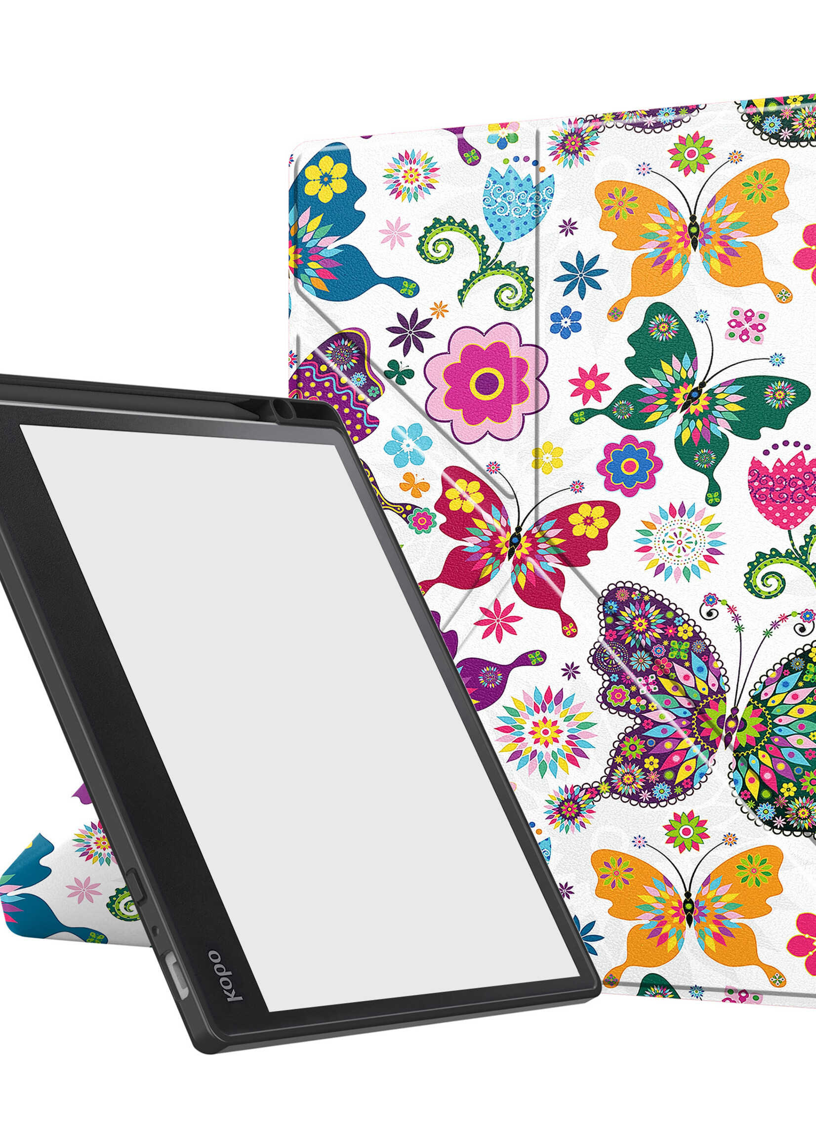 LUQ Hoesje Geschikt voor Kobo Elipsa 2E Hoes Bescherm Hoesje Case Luxe Sleep Cover Met Screenprotector - Vlinders