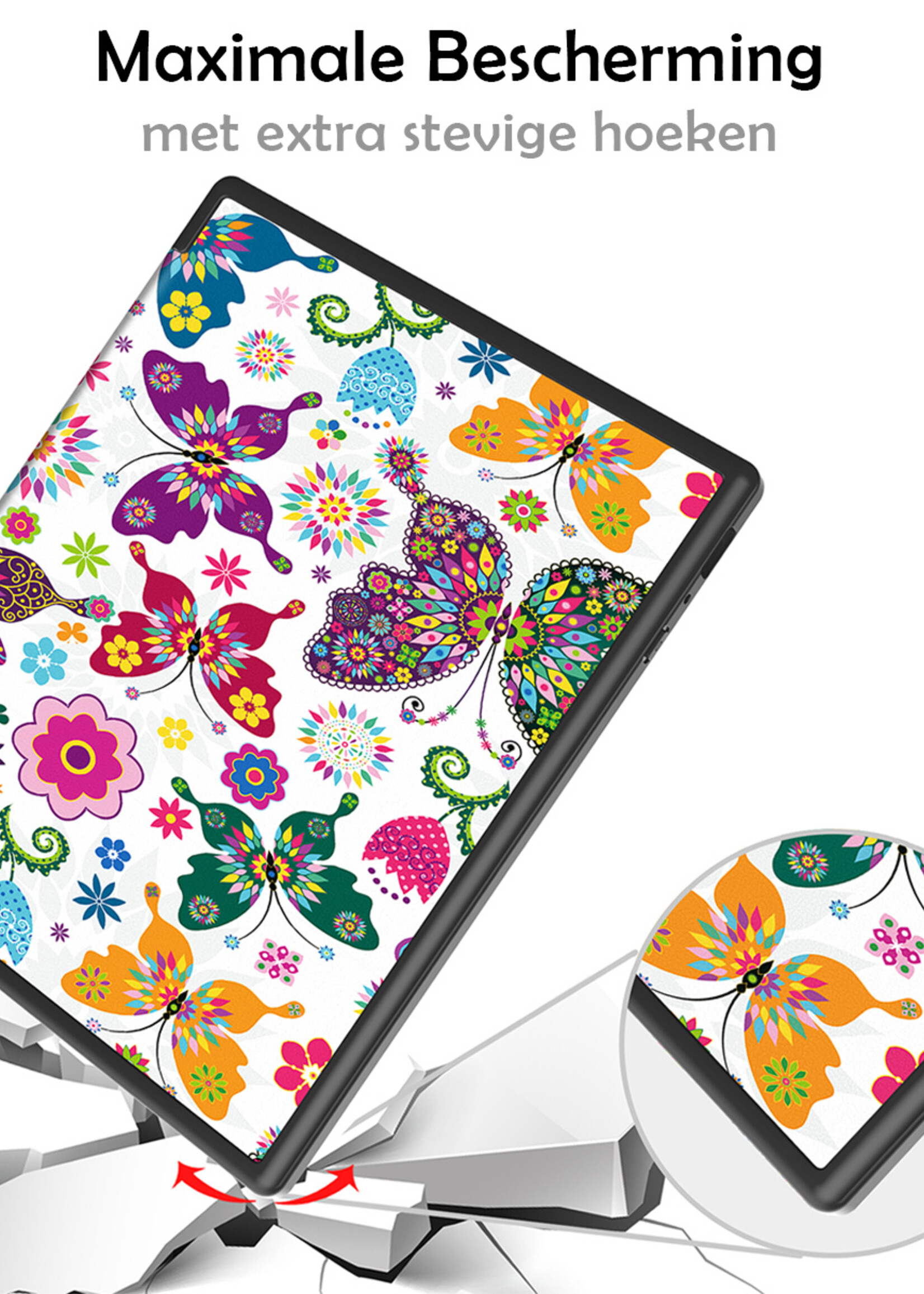 LUQ Hoesje Geschikt voor Kobo Elipsa 2E Hoes Bescherm Hoesje Case Luxe Sleep Cover Met Screenprotector - Vlinders